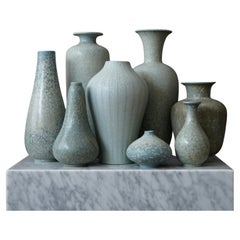 Ensemble de 8 vases en grès par Gunnar Nylund pour Rorstrand, Suède, années 1950