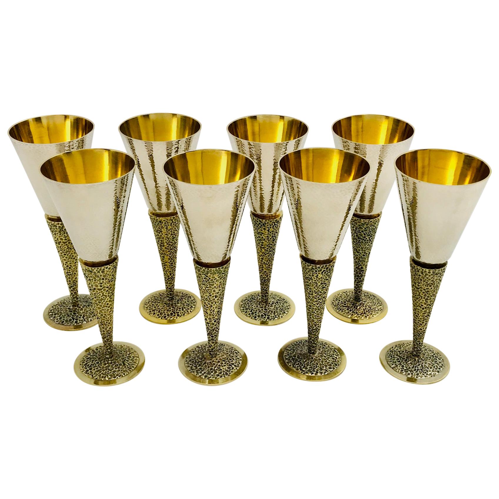 Set of 8 Stuart Devlin Silver Goblets