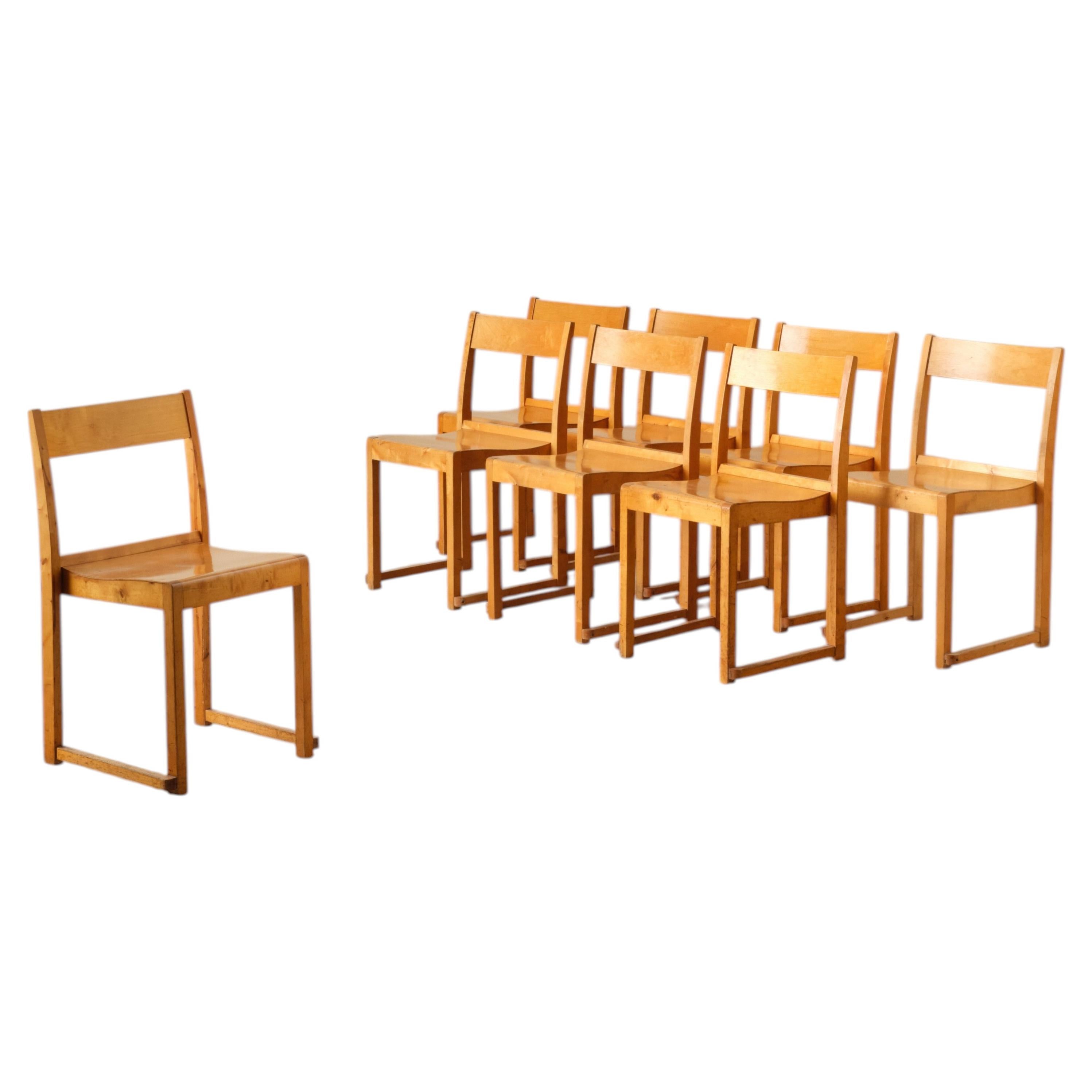 Set of 8 Sven Markelius 'Orchestra' Chairs, 1940s For Sale