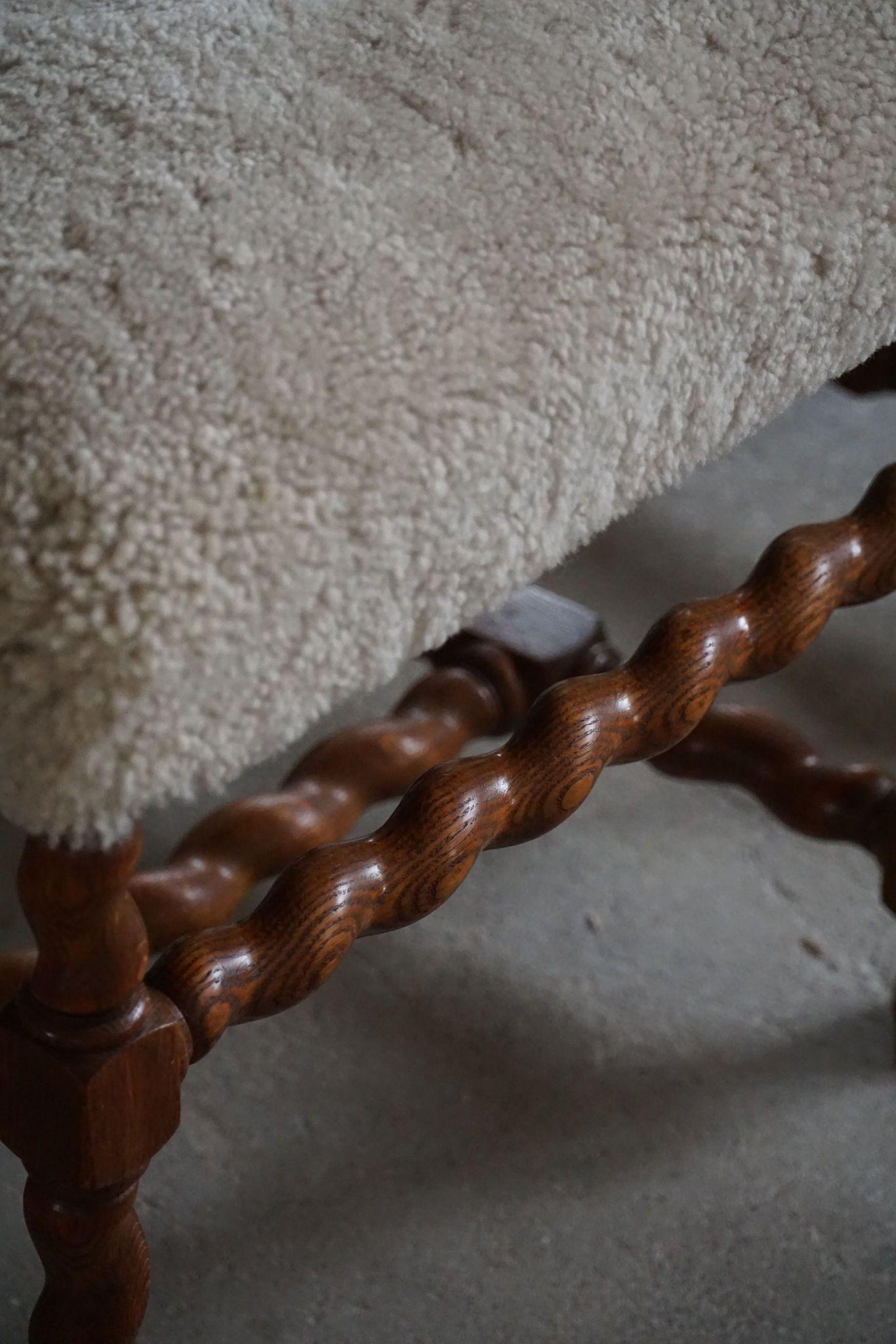 Set of 8 Swedish Baroque Style Dining Chairs, Reupholstered in Lambswool, 1920s 7