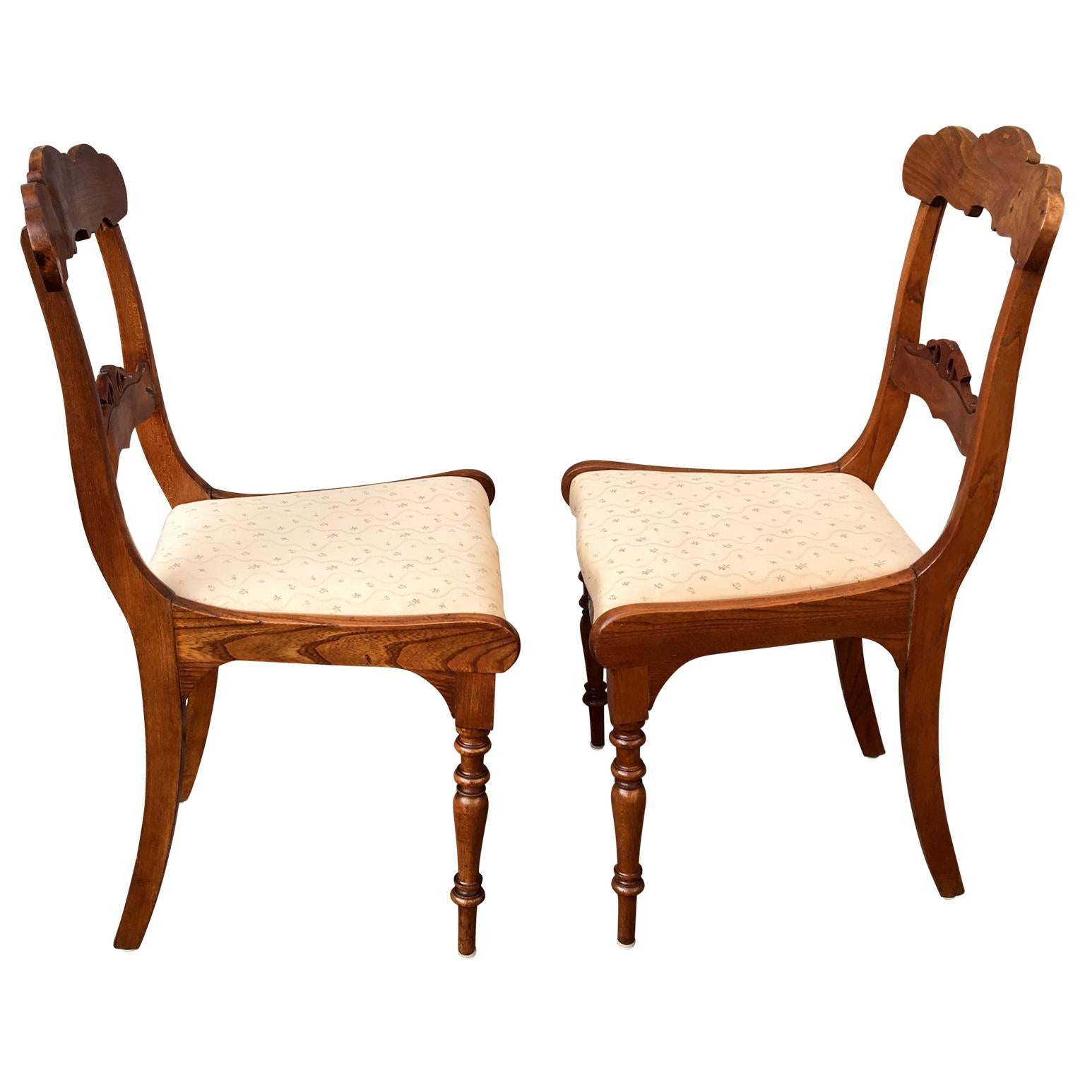 Set Of 8 Swedish Empire Flaming Tiger Elm Wood Dining Room Chairs In Good Condition For Sale In Haddonfield, NJ