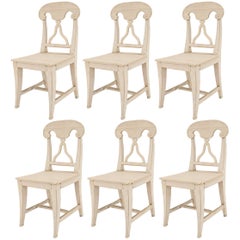 Set of 8 Swedish Gustavian White Side Chairs