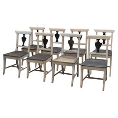 Set of 8 Swedish Mid 19th Century Dining Chairs with Decorative Urn Detail