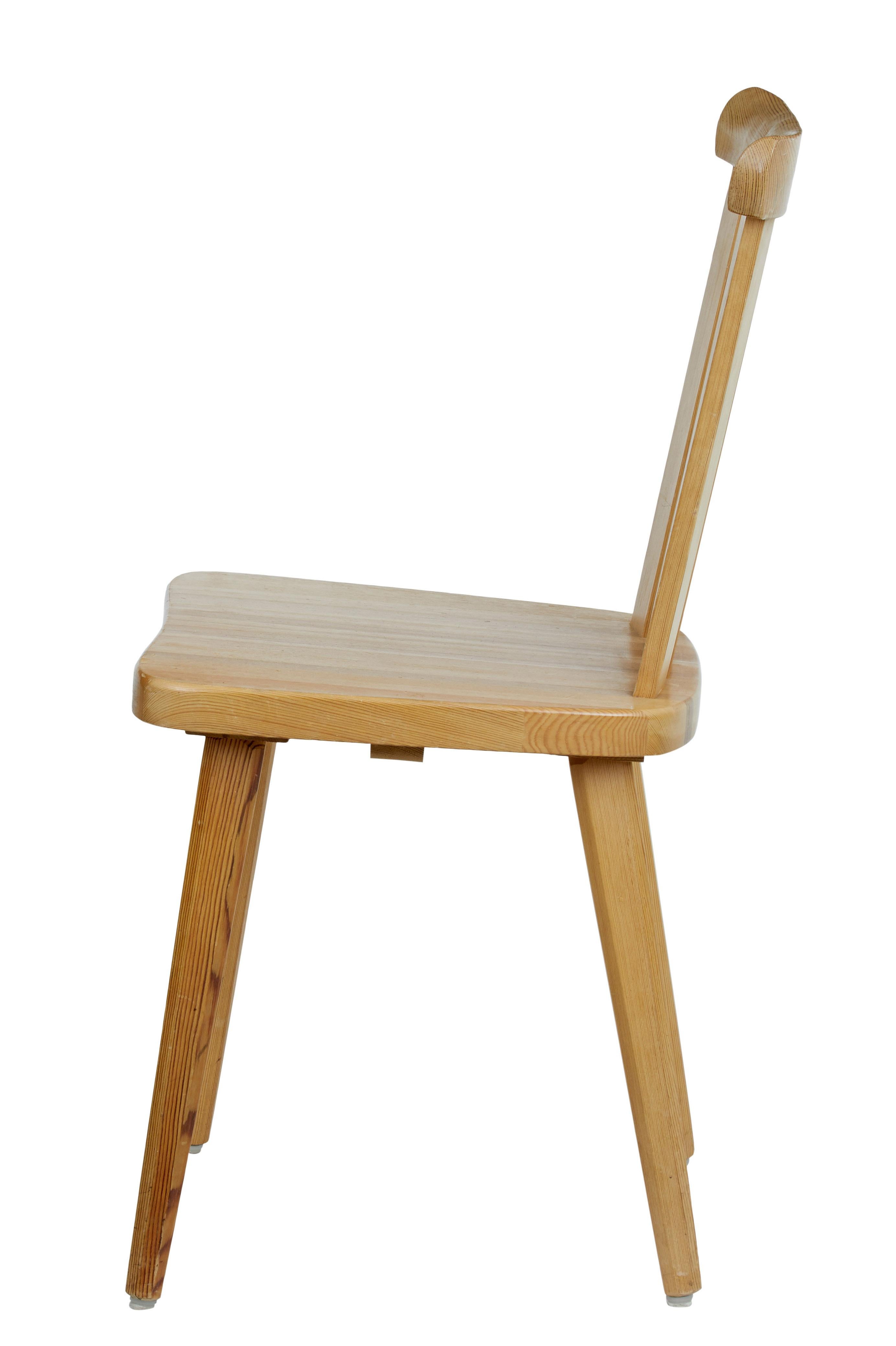 Scandinavian Modern Set of 8 Swedish Pine 1970s Dining Chairs