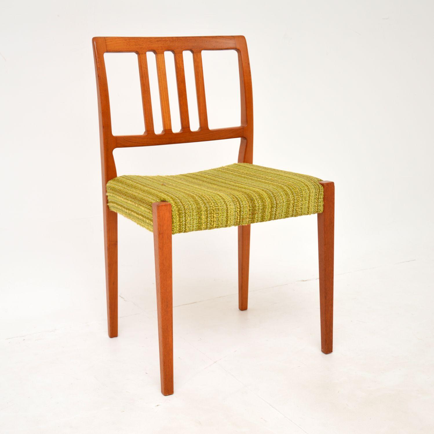 Wool Set of 8 Swedish Teak Vintage Dining Chairs by Nils Jonsson