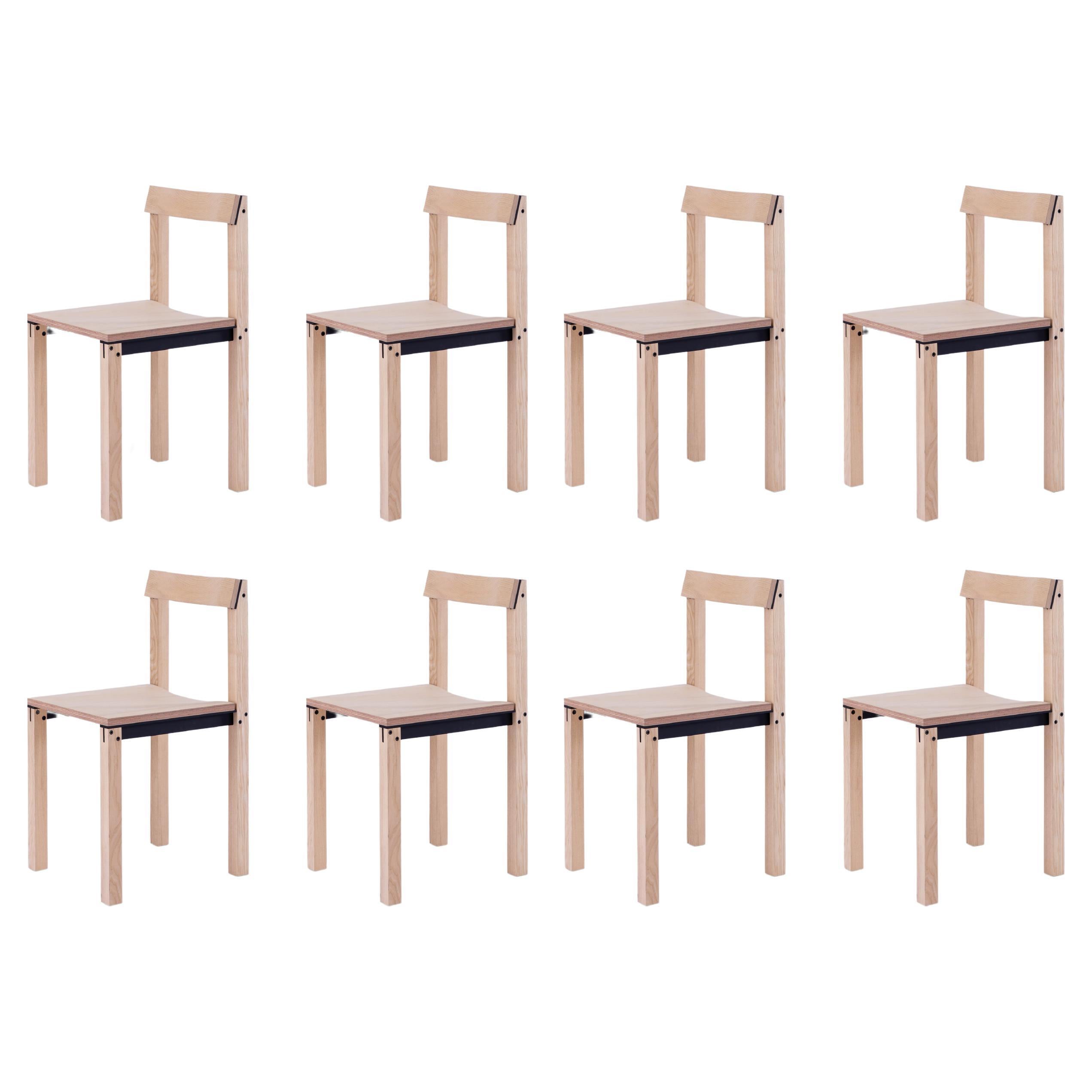 Set of 8 Tal Ash Chairs by Kann Design For Sale