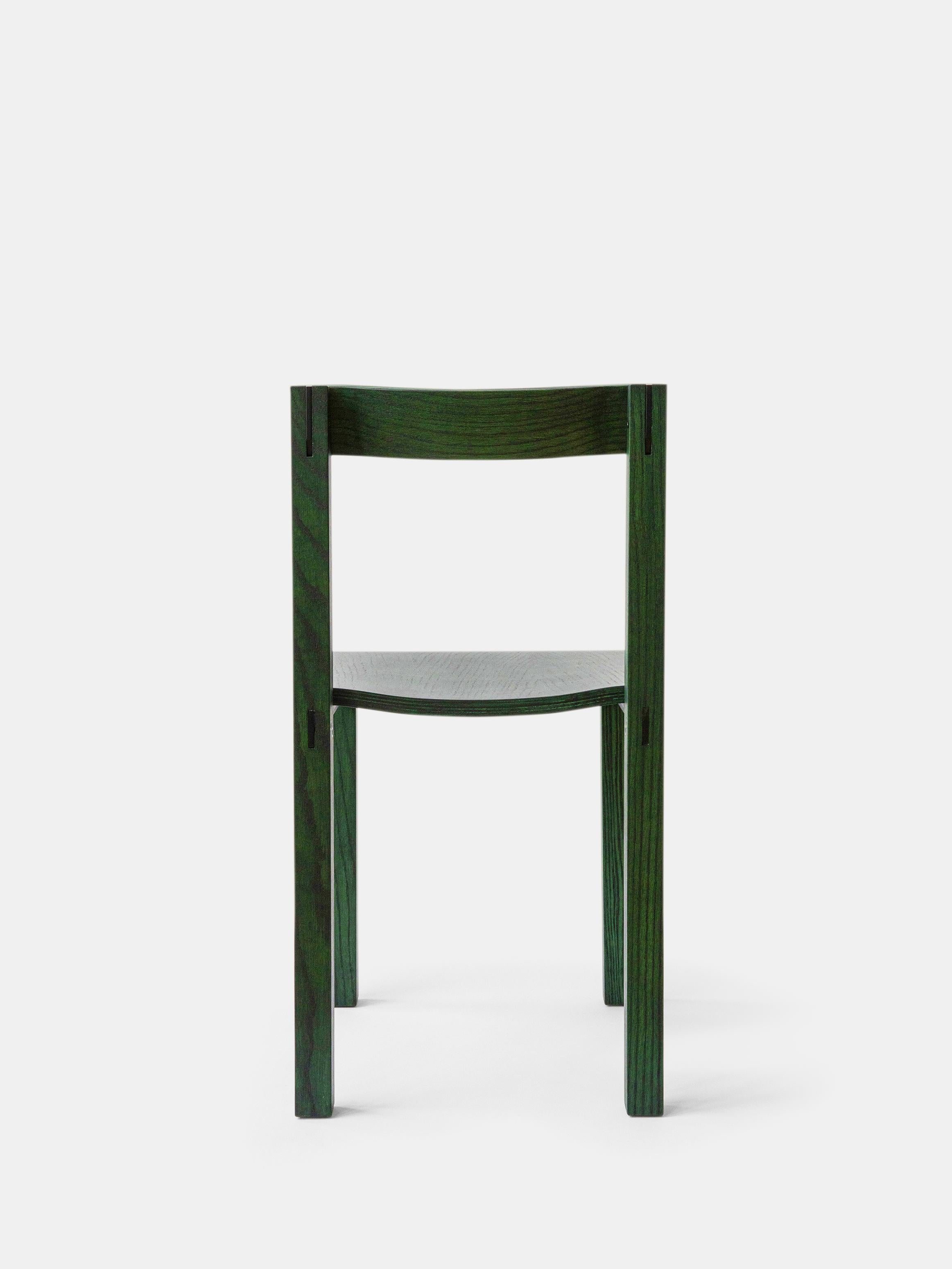 Post-Modern Set of 8 Tal Green Oak Chairs by Kann Design For Sale