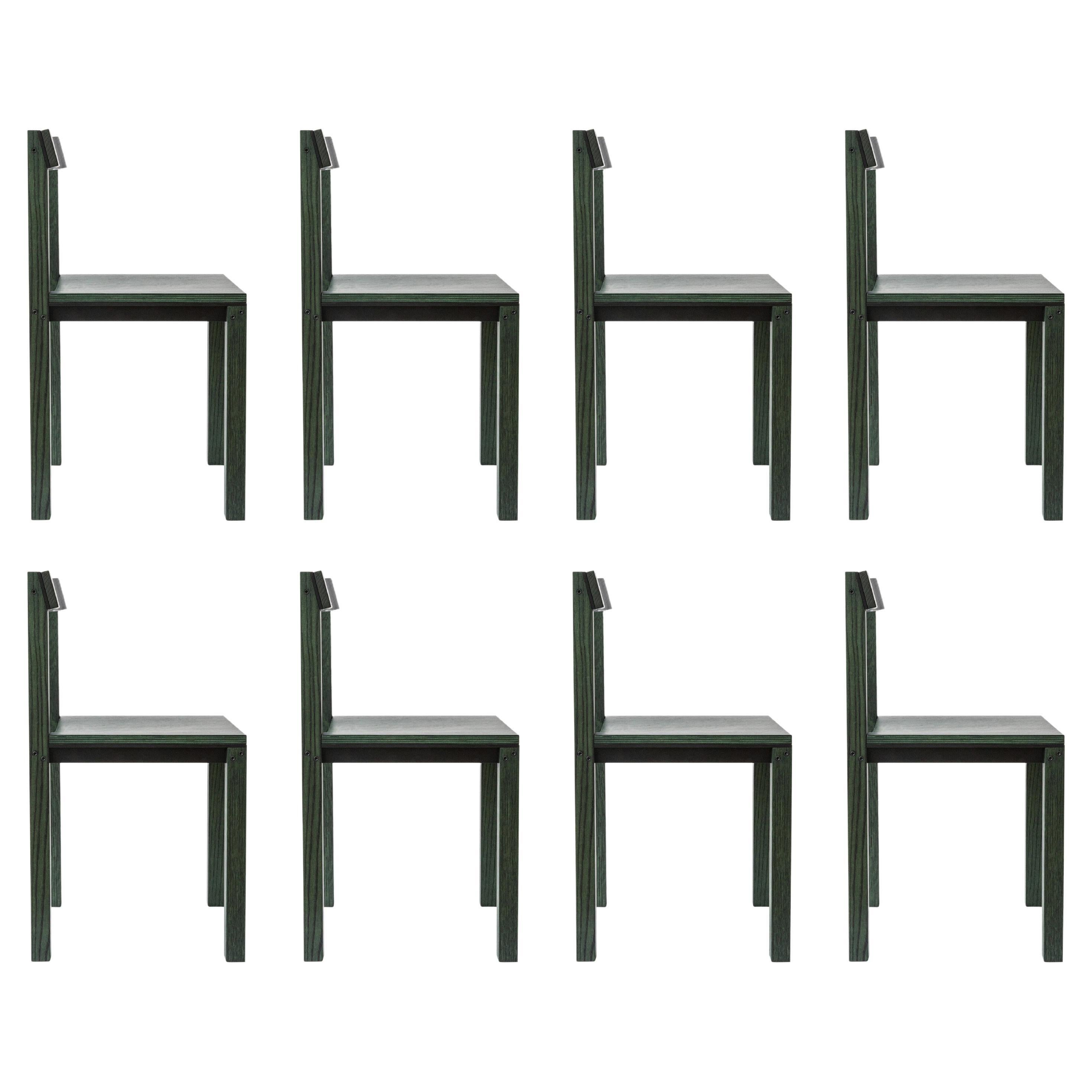 Satz von 8 Stühlen aus Talgrüner Eiche von Kann Design im Angebot