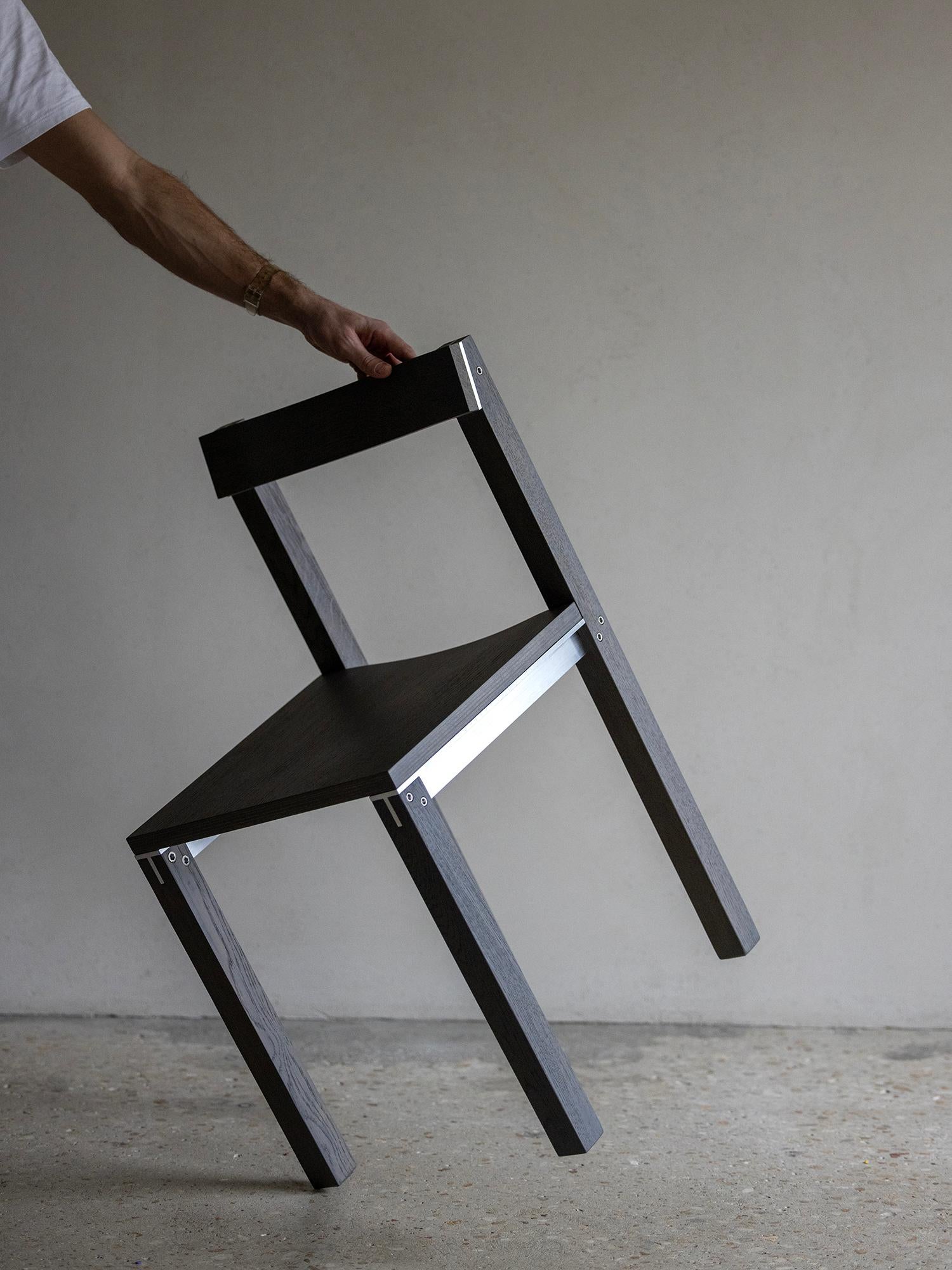 Set of 8 Tal Grey Oak Chairs by Kann Design For Sale 4