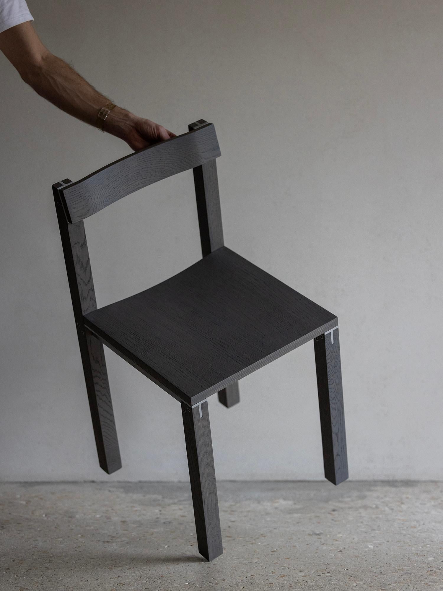 Set of 8 Tal Grey Oak Chairs by Kann Design For Sale 5