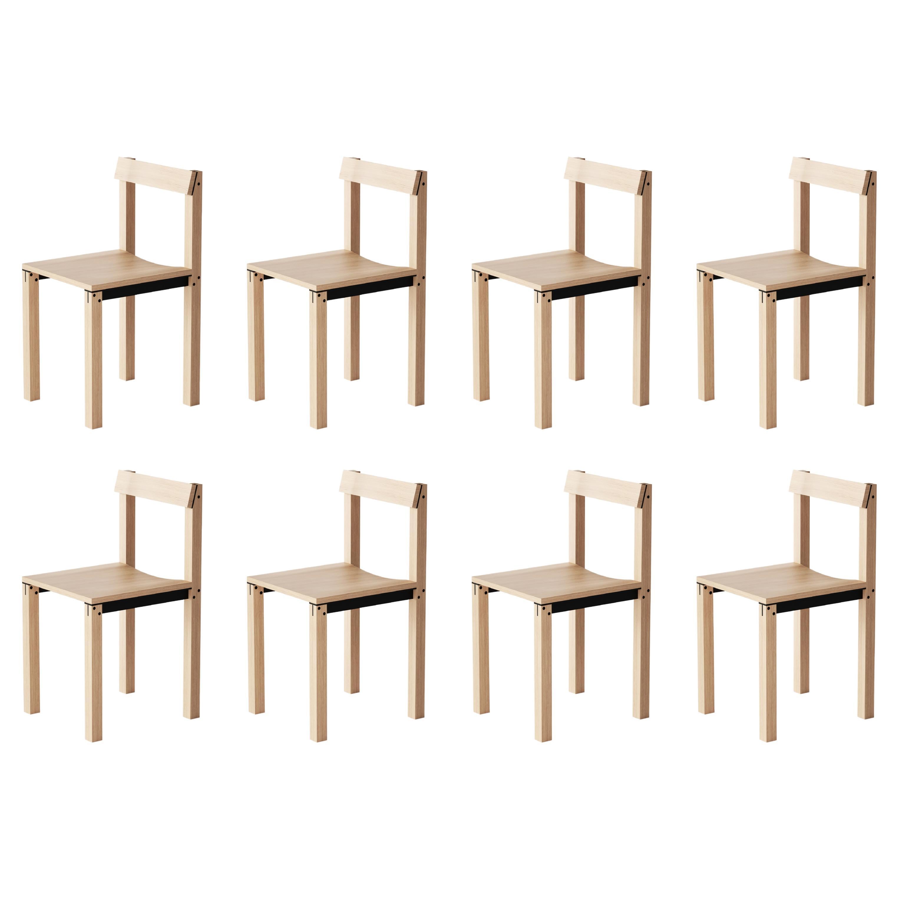Set of 8 Tal Oak Chairs by Kann Design For Sale