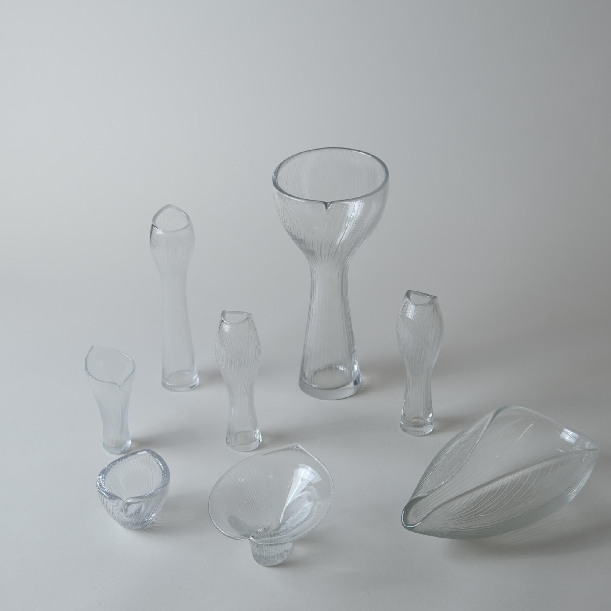 Set of 8 Tapio Wirkkala Line-engraved Glass Art Pieces, Iittala 1950s For Sale 3