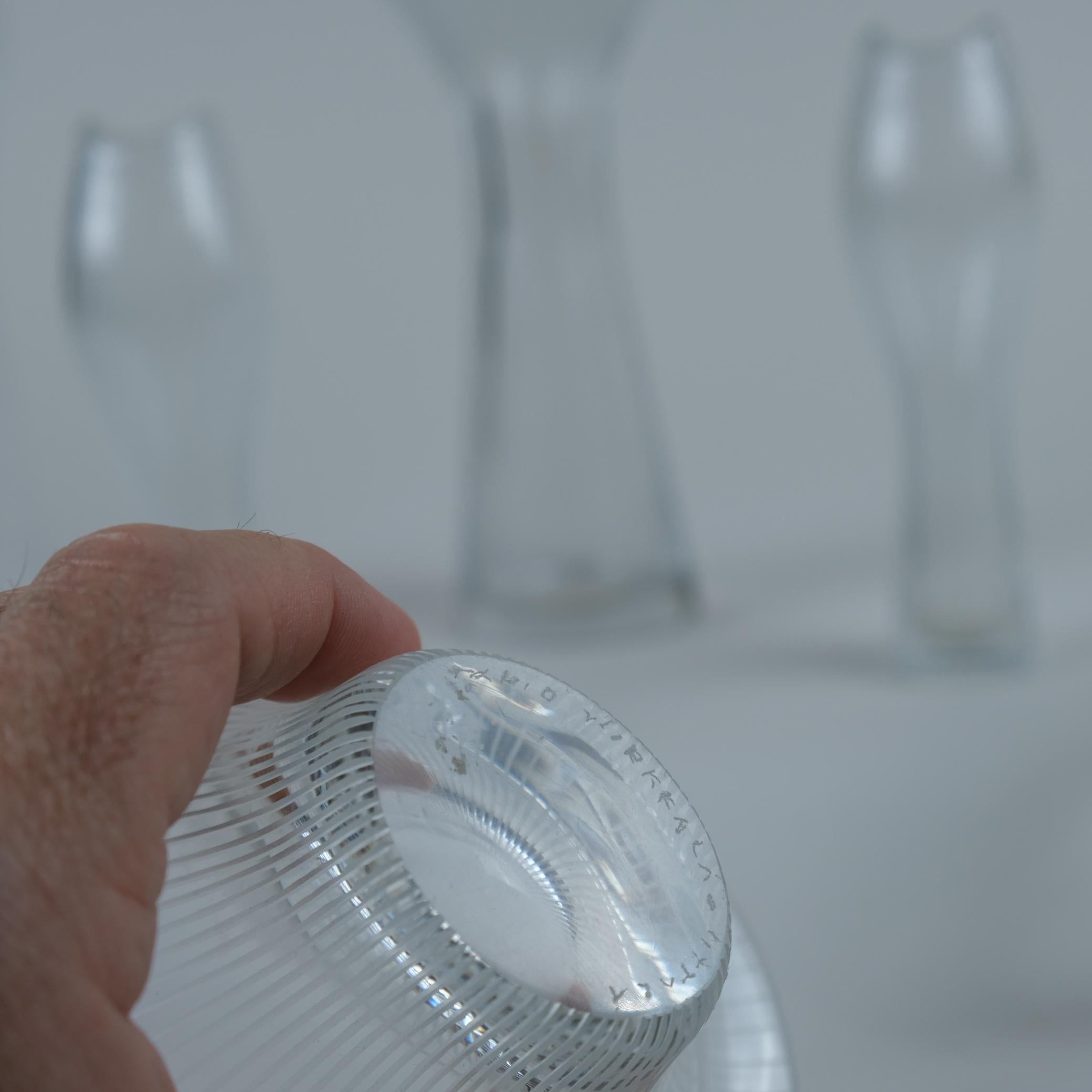 Set of 8 Tapio Wirkkala Line-engraved Glass Art Pieces, Iittala 1950s For Sale 4