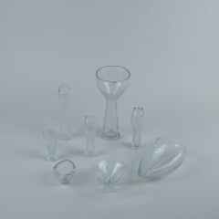 Set of 8 Tapio Wirkkala Line-engraved Glass Art Pieces, Iittala 1950s