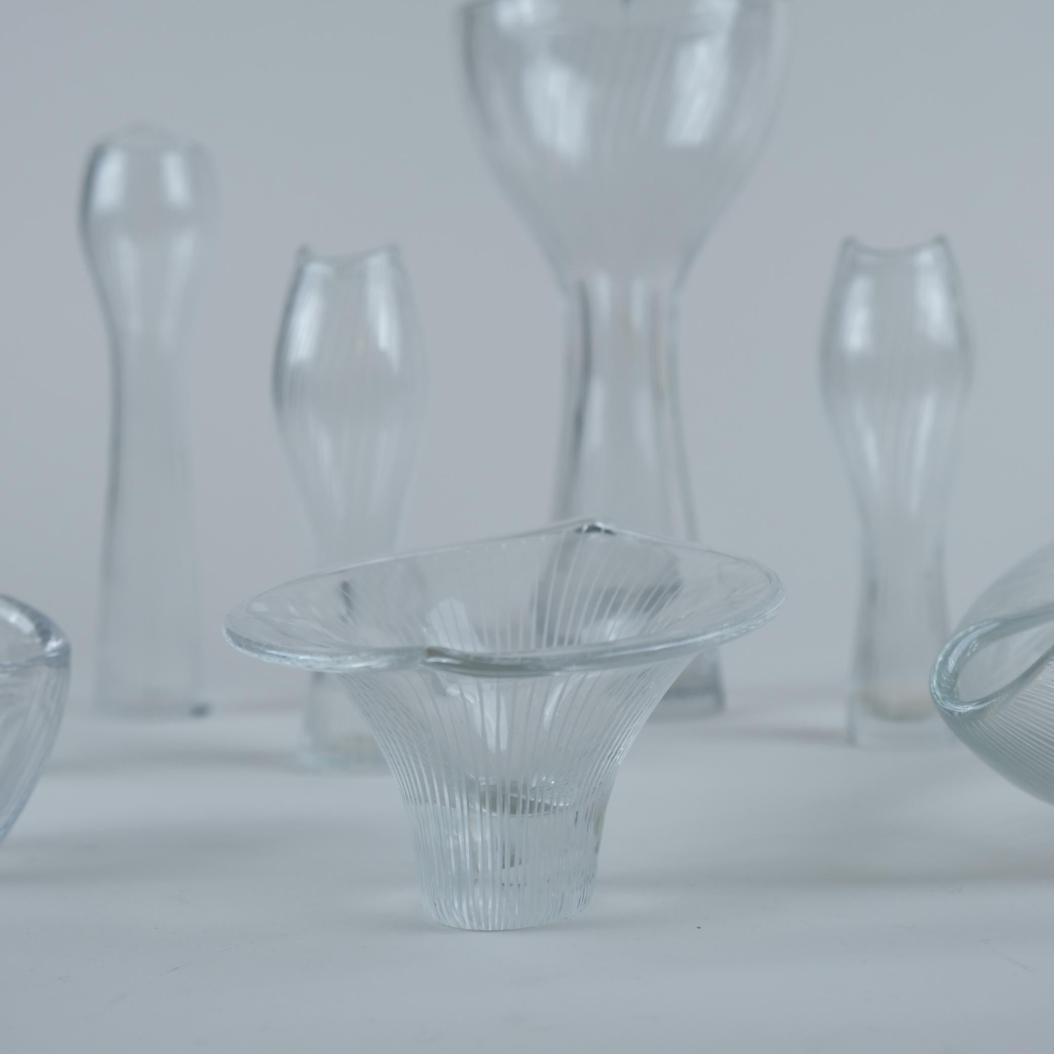 Finnish Set of 8 Tapio Wirkkala Line-engraved Glass Art Pieces, Iittala 1950s For Sale