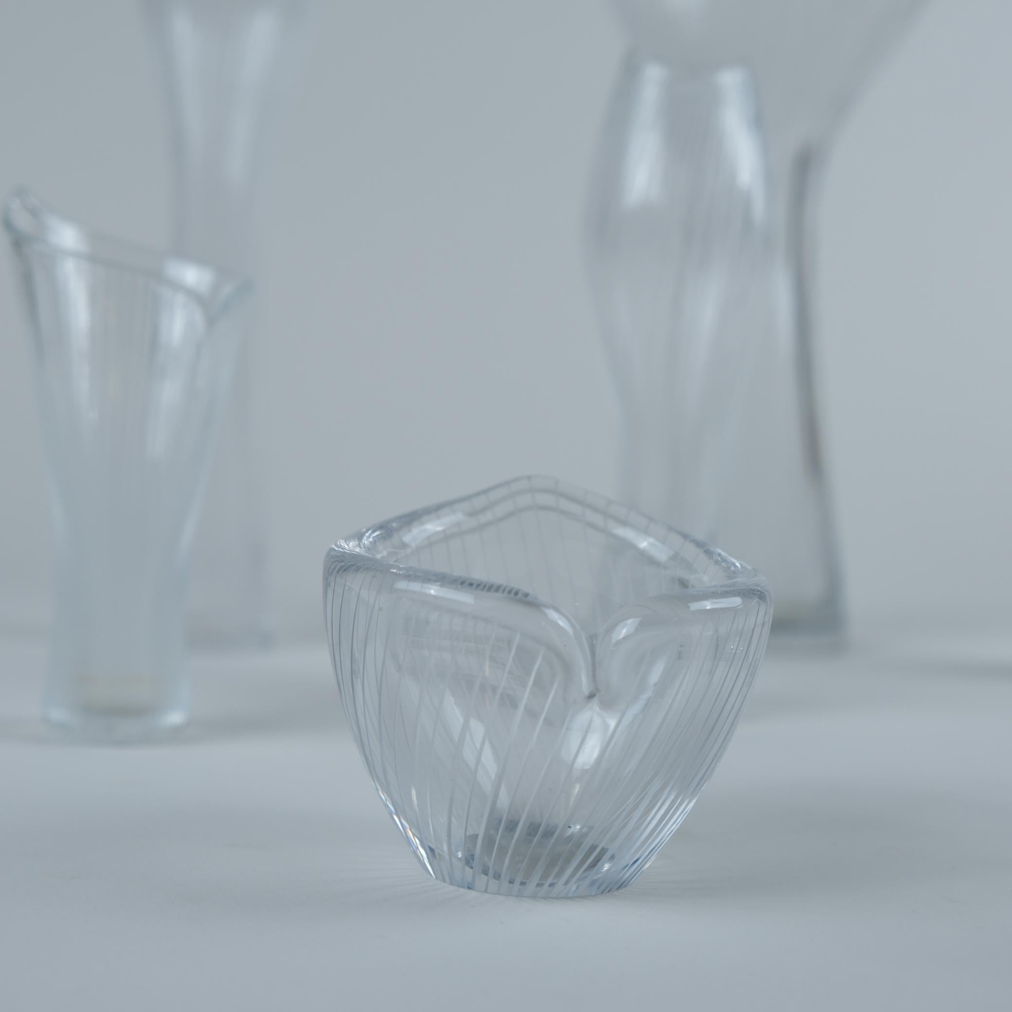 Mid-20th Century Set of 8 Tapio Wirkkala Line-engraved Glass Art Pieces, Iittala 1950s For Sale