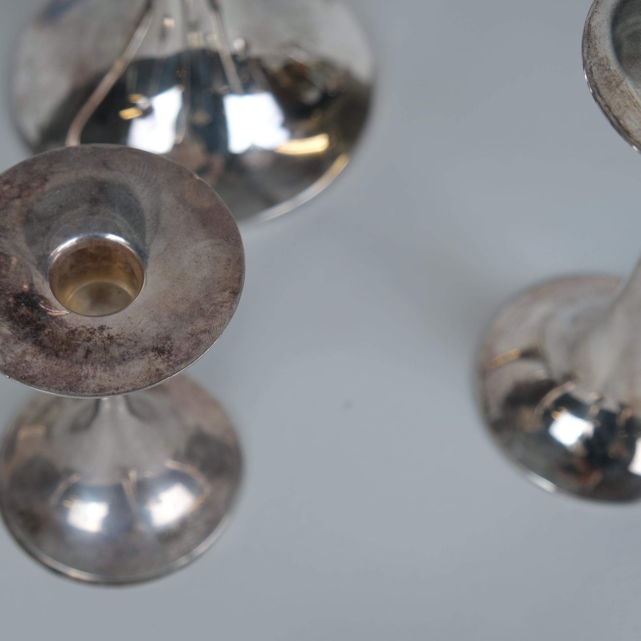 Argento Set di 8 portacandele a tromba Tapio Wirkkala in argento, Kultakeskus Oy, anni '80 in vendita