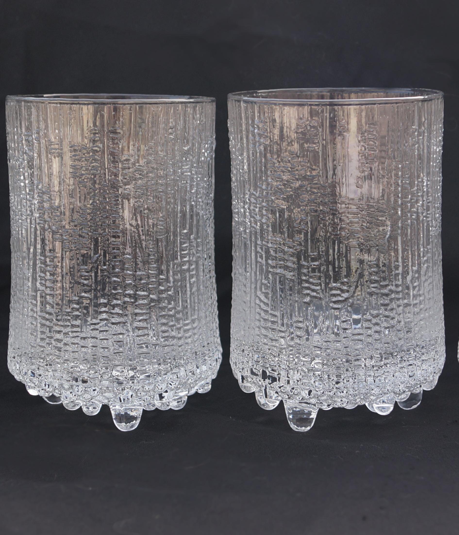 Set of 8 Tapio Wirkkala Ultima Thule Glass Highball Glasses Finland  3 Toed In Good Condition For Sale In Wayne, NJ