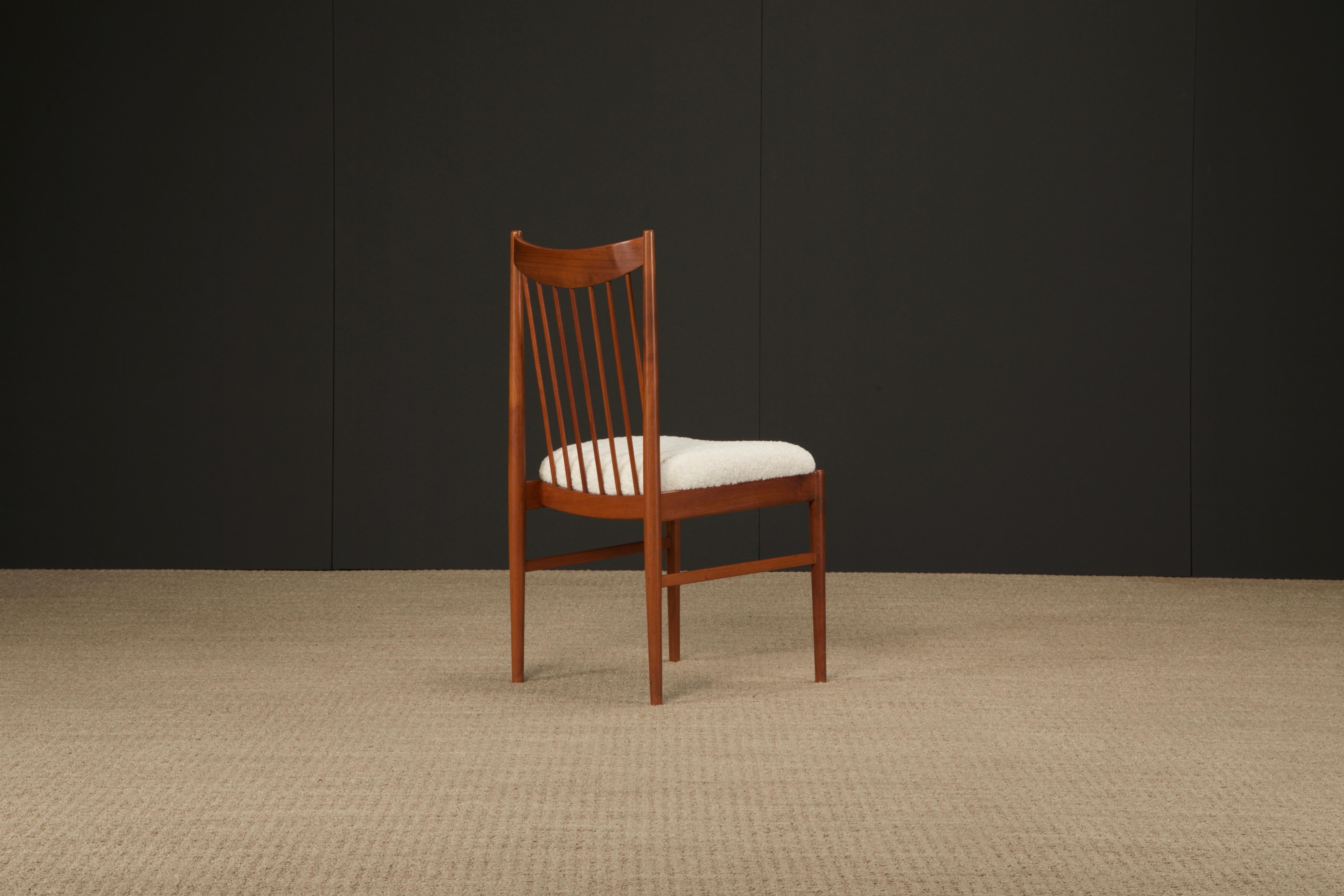 Set of 8 Teak and Bouclé Dining Chairs by Arne Vodder for Sibast, 1960s, Signed For Sale 6