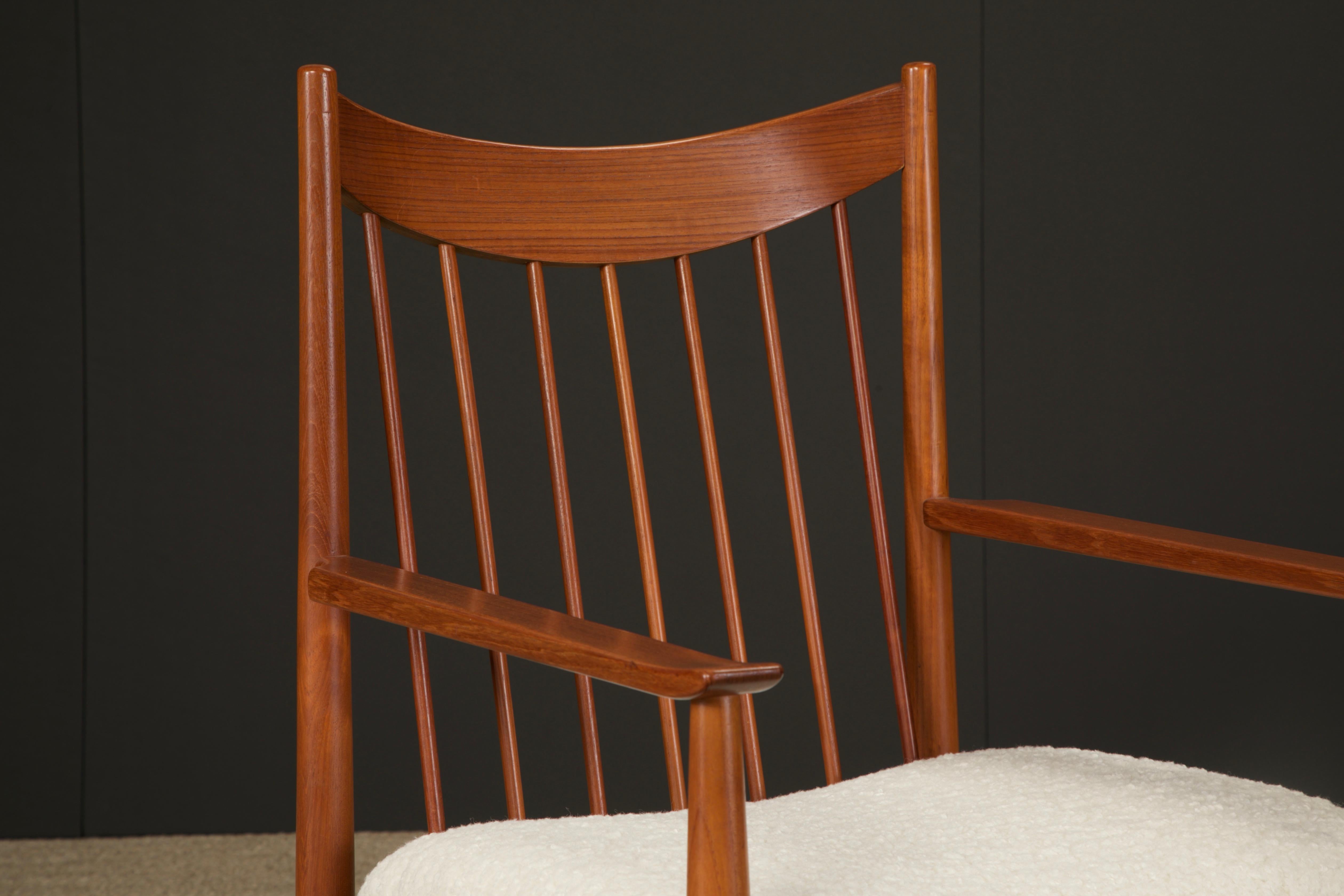 Set of 8 Teak and Bouclé Dining Chairs by Arne Vodder for Sibast, 1960s, Signed For Sale 7