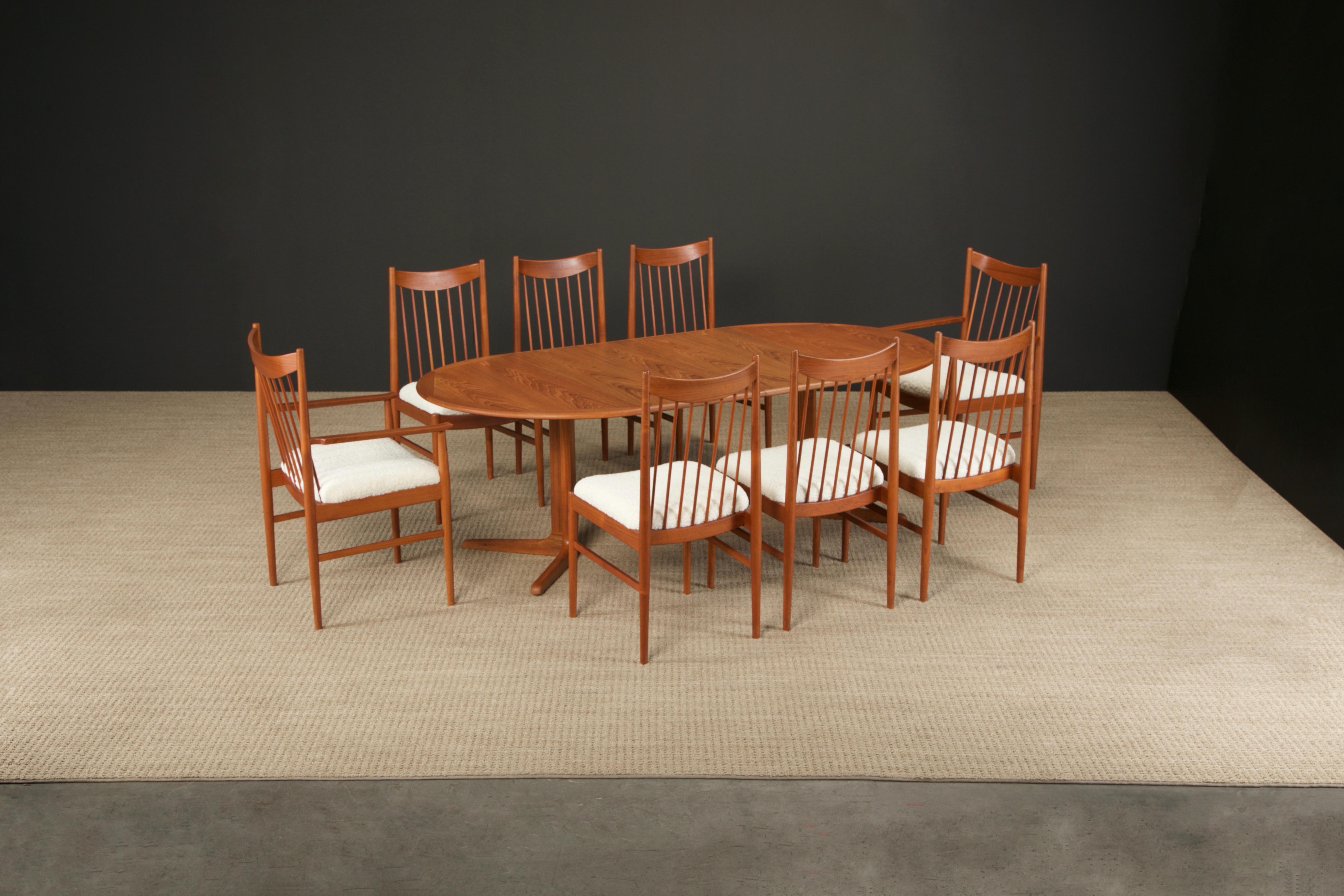 Set of 8 Teak and Bouclé Dining Chairs by Arne Vodder for Sibast, 1960s, Signed For Sale 11
