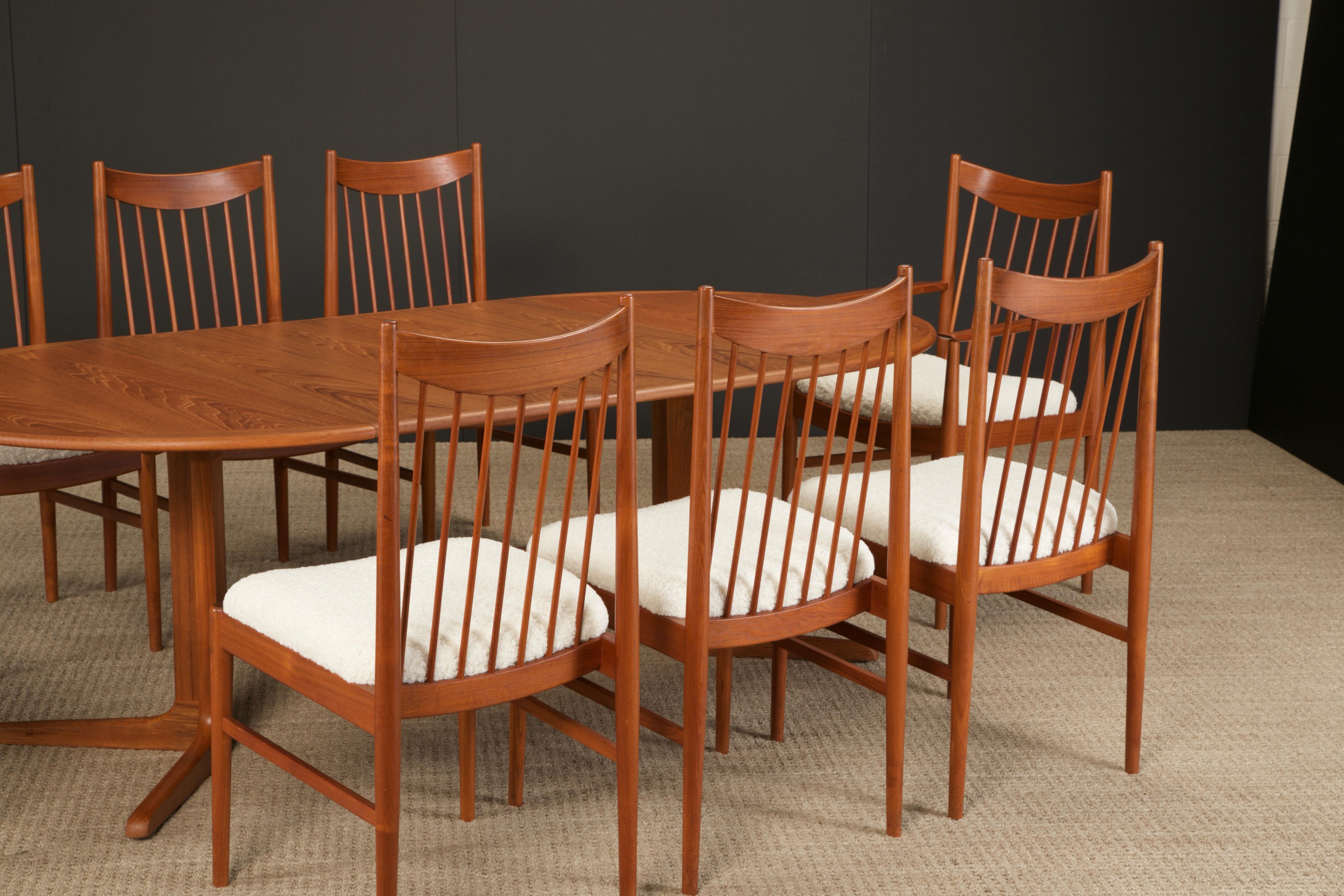 Set of 8 Teak and Bouclé Dining Chairs by Arne Vodder for Sibast, 1960s, Signed For Sale 13