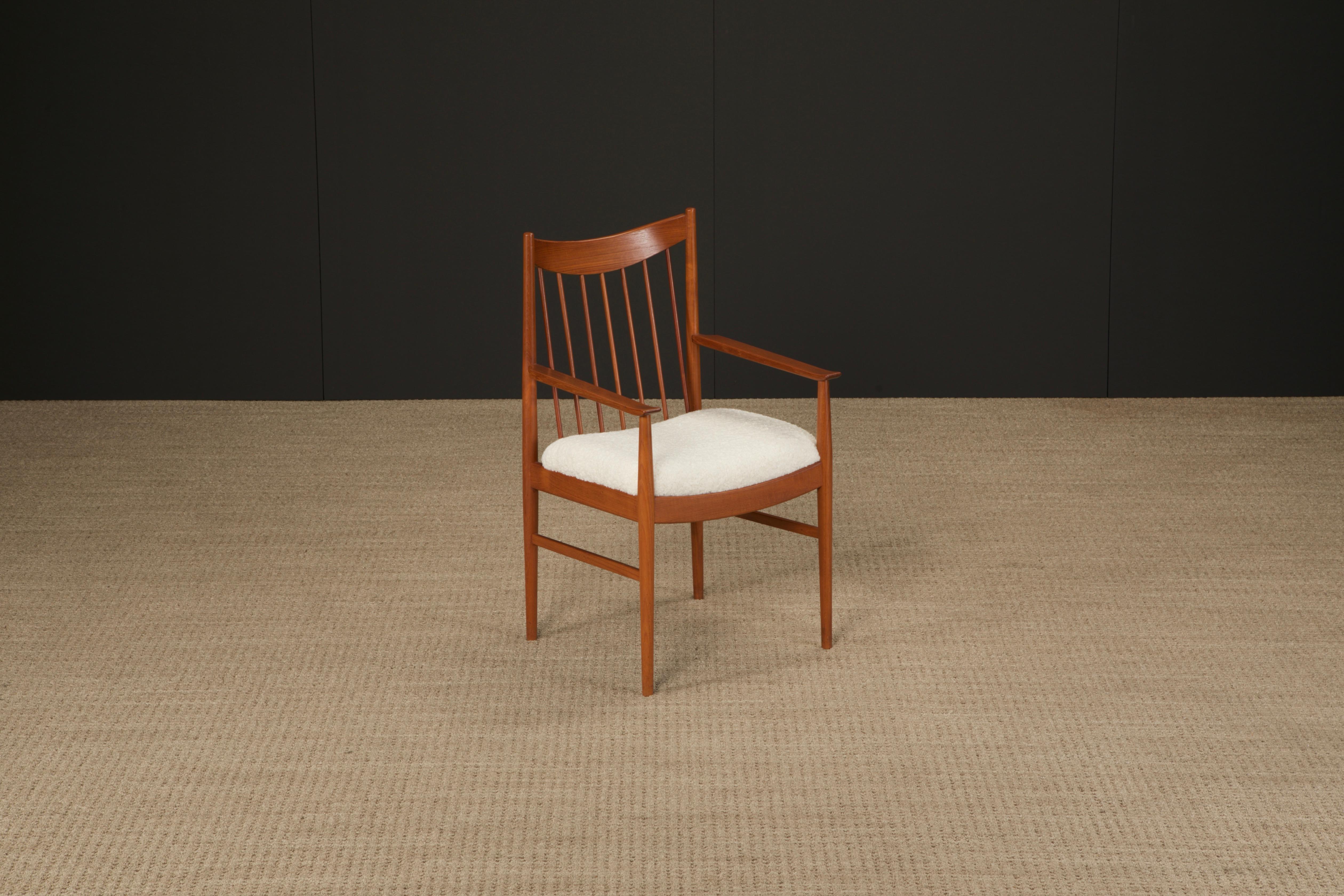 Set of 8 Teak and Bouclé Dining Chairs by Arne Vodder for Sibast, 1960s, Signed For Sale 2