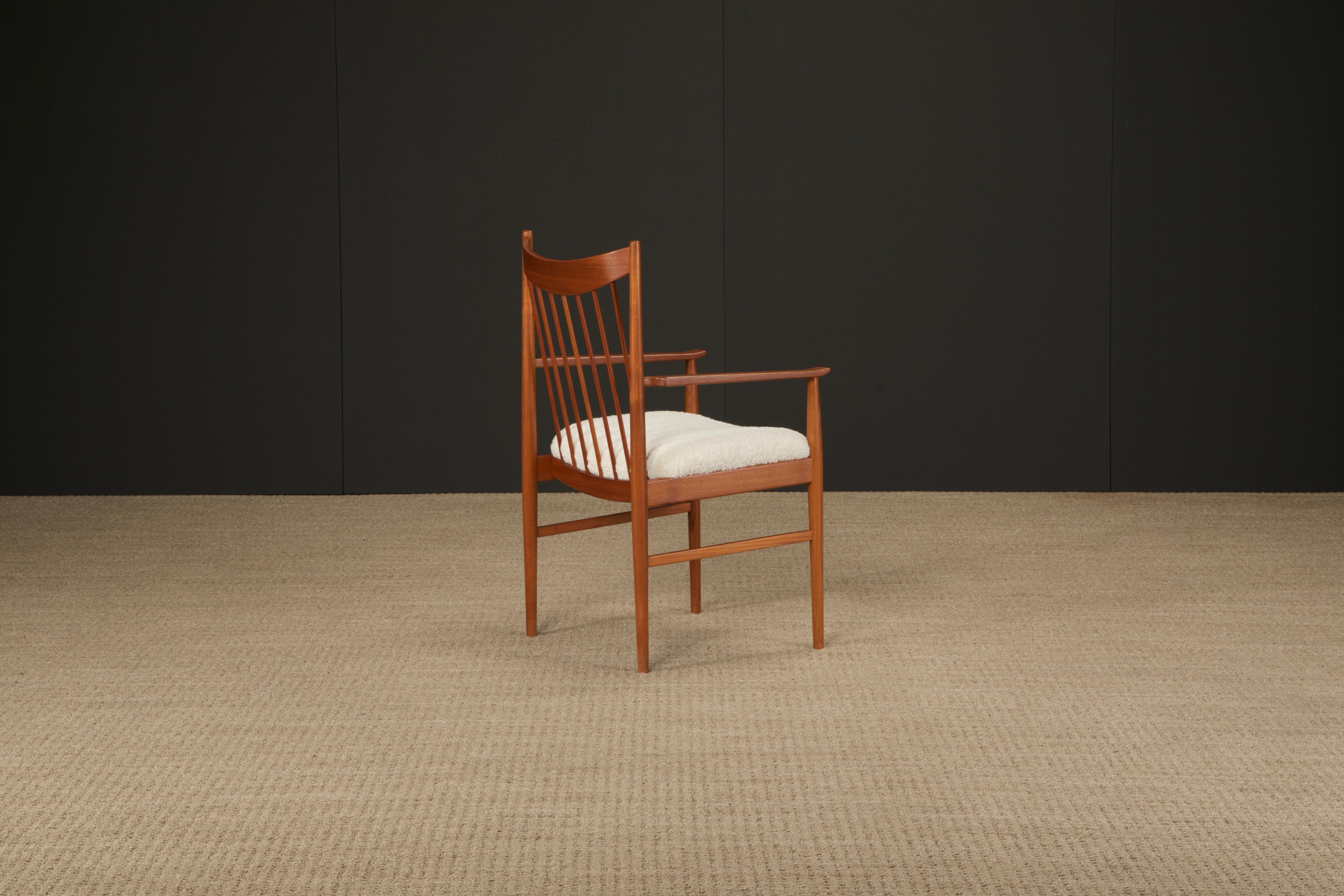 Set of 8 Teak and Bouclé Dining Chairs by Arne Vodder for Sibast, 1960s, Signed For Sale 3