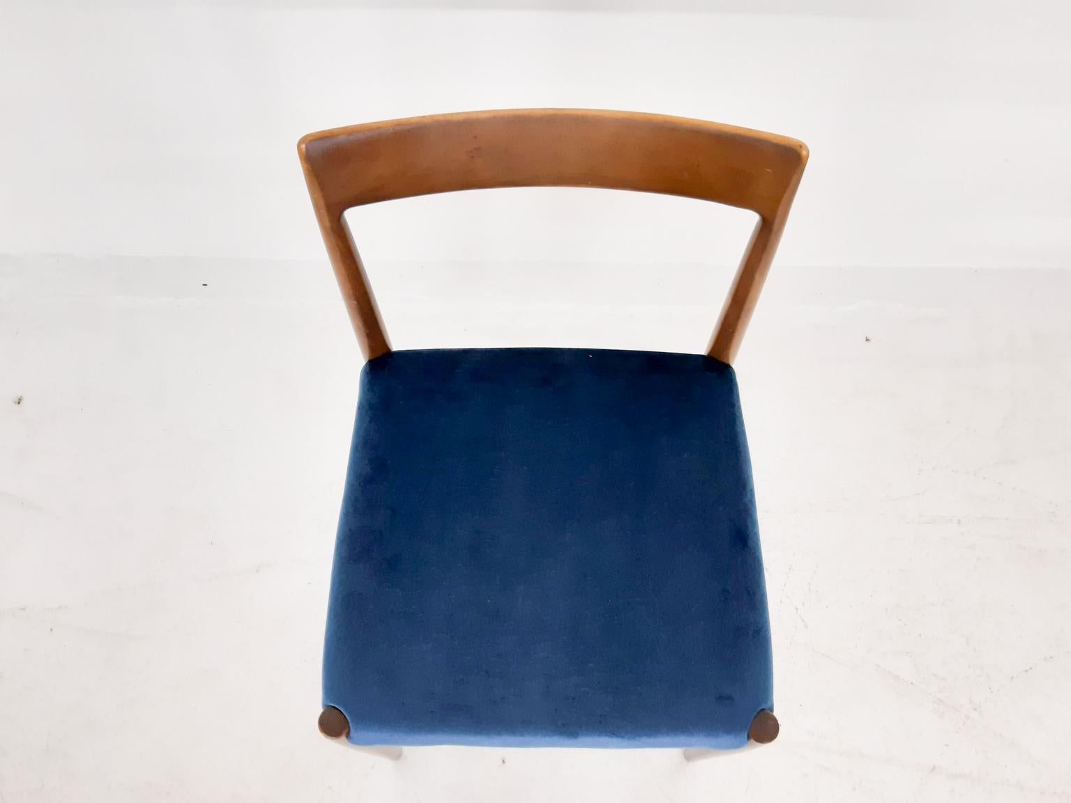 Velvet Set of 8 Teak Lubke Dining Chairs, Germany, 1960s
