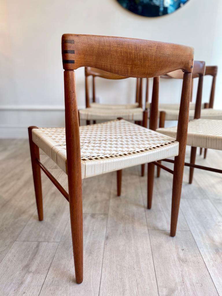 Mid-Century Modern Set of 8 Teak Wood Dining Chairs by H.W Klein for Bramin