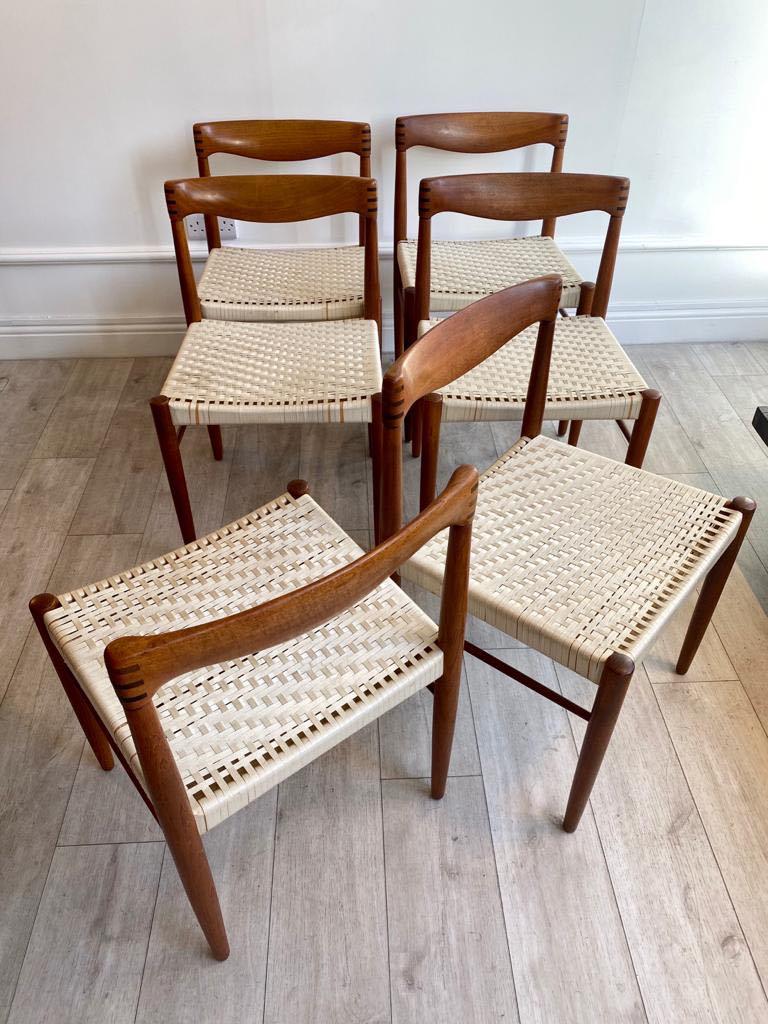 Danish Set of 8 Teak Wood Dining Chairs by H.W Klein for Bramin