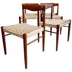 Set of 8 Teak Wood Dining Chairs by H.W Klein for Bramin