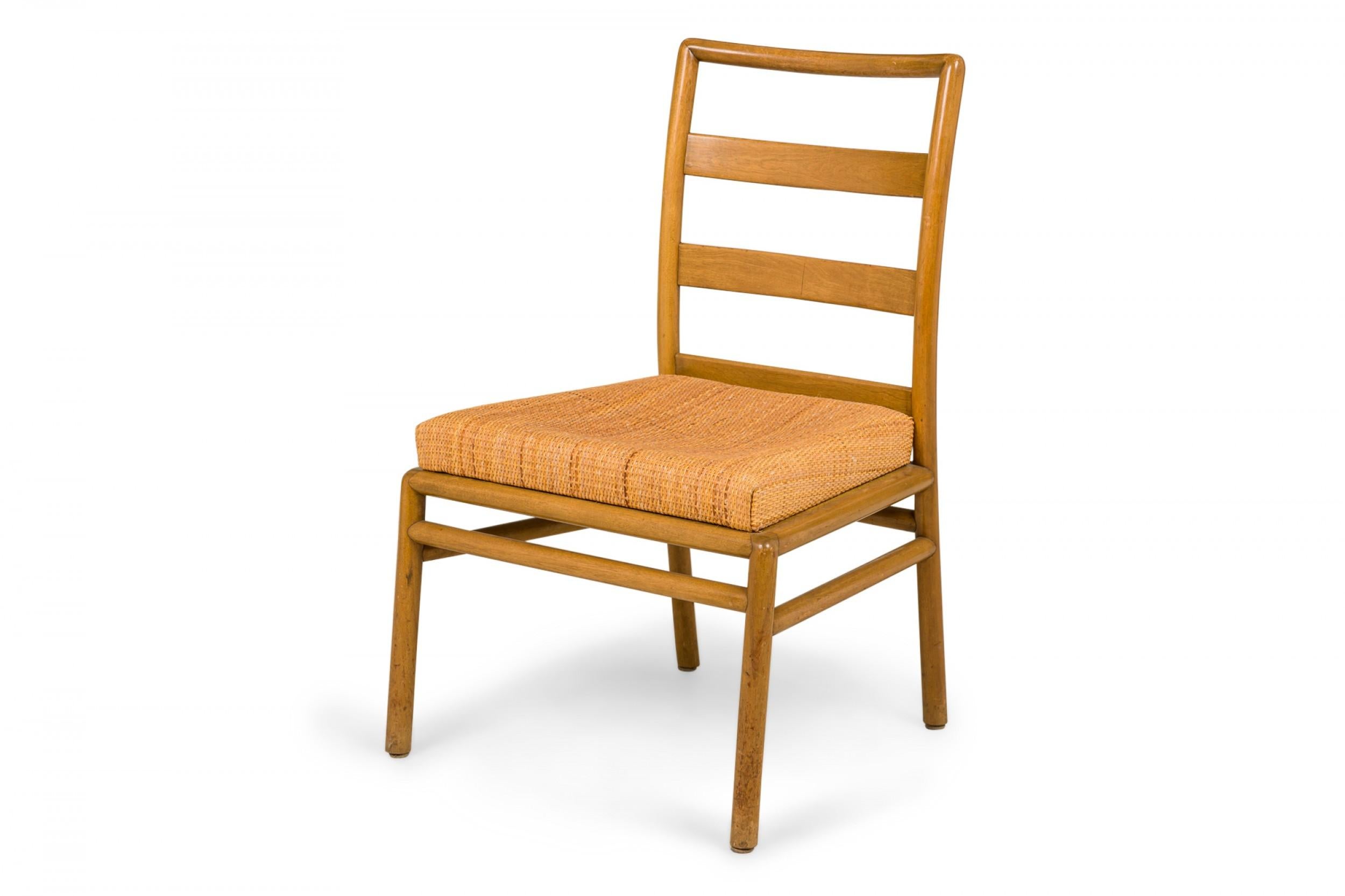 Mid-Century Modern Set of 8 T.H Robsjohn-Gibbings for Widdicomb Ladder Back Woven Seat Dining Chair For Sale