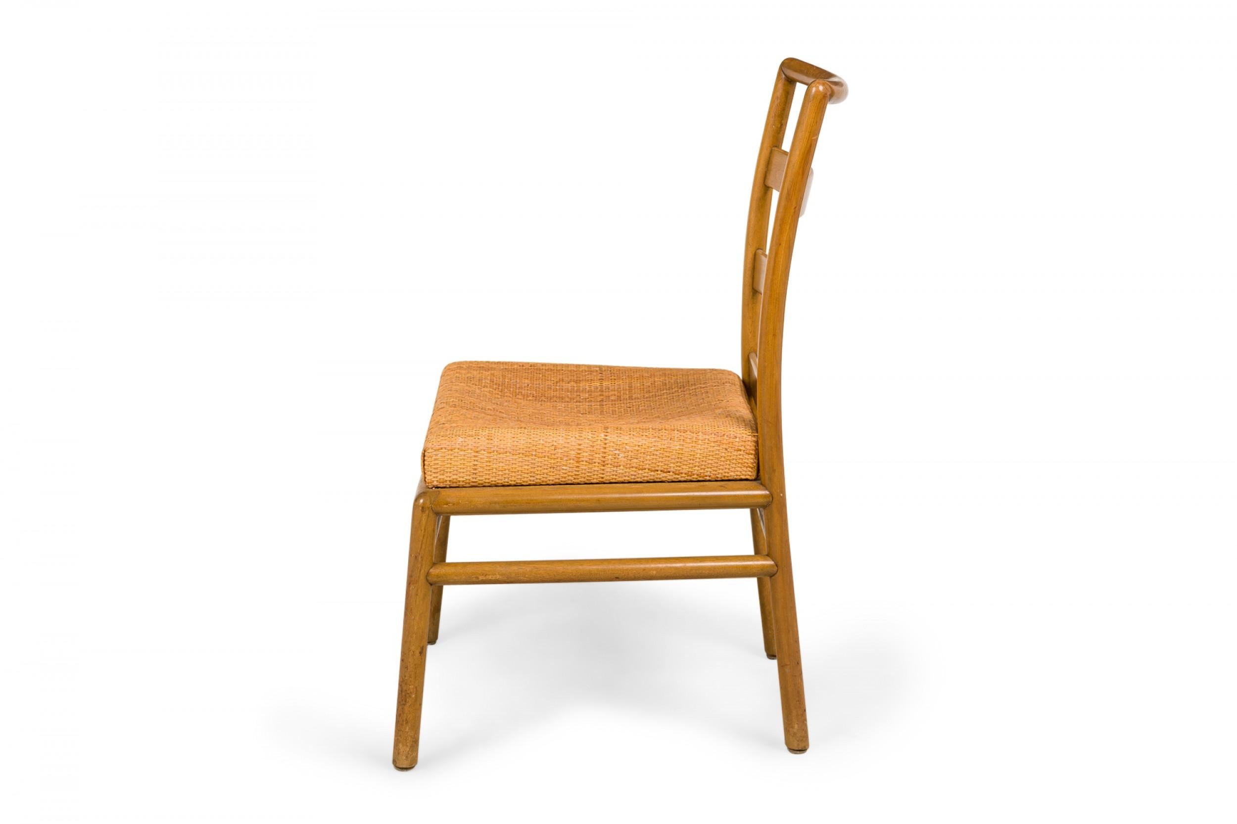 American Set of 8 T.H Robsjohn-Gibbings for Widdicomb Ladder Back Woven Seat Dining Chair For Sale
