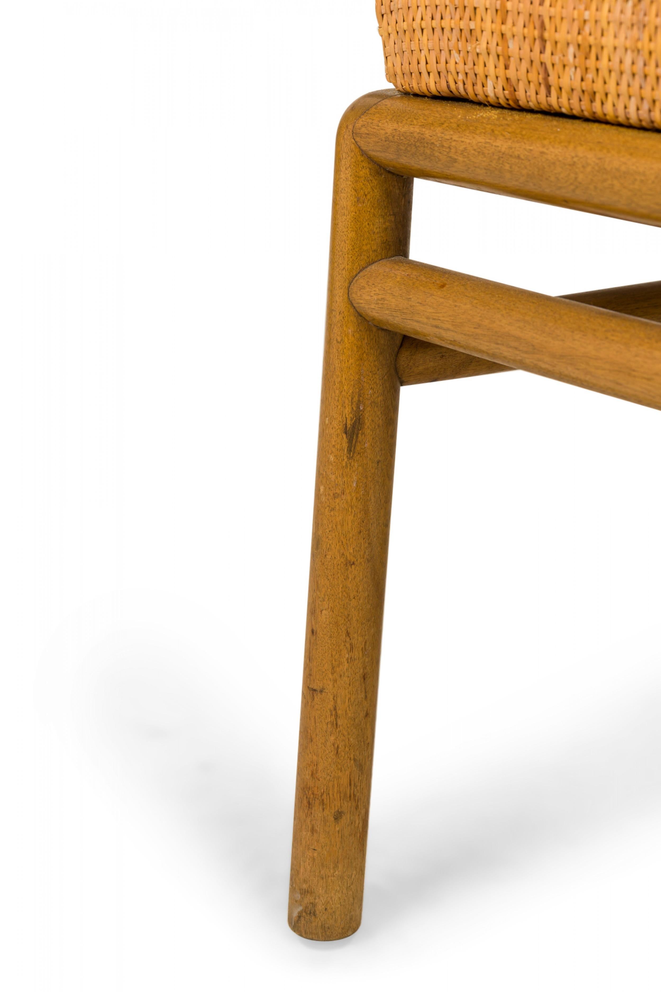20th Century Set of 8 T.H Robsjohn-Gibbings for Widdicomb Ladder Back Woven Seat Dining Chair For Sale