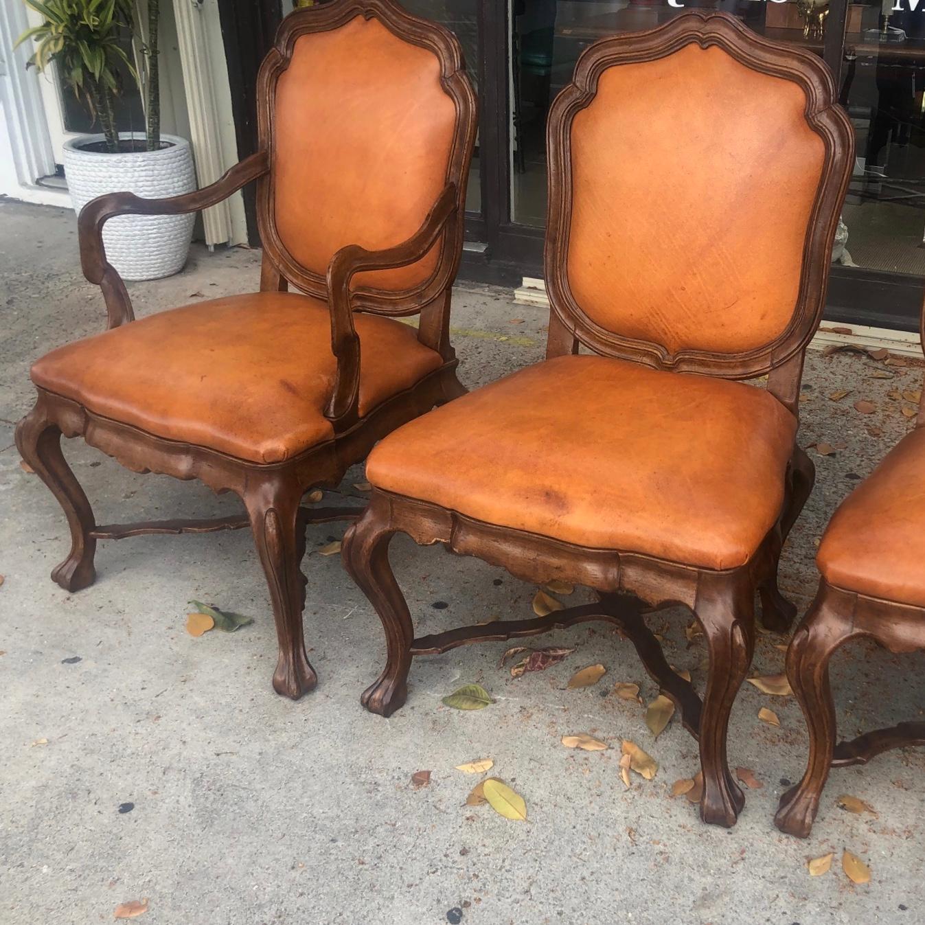 Set of 8 Therien Studio Workshop Dining Chairs Leather and Wood 1