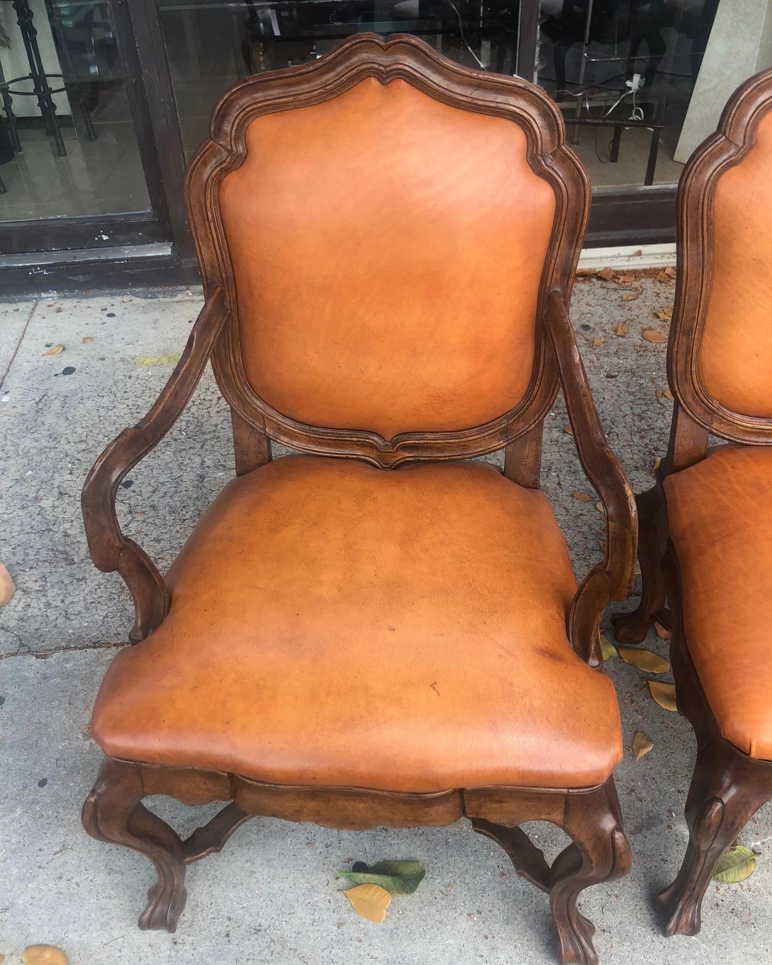 Set of 8 Therien Studio Workshop Dining Chairs Leather and Wood 4