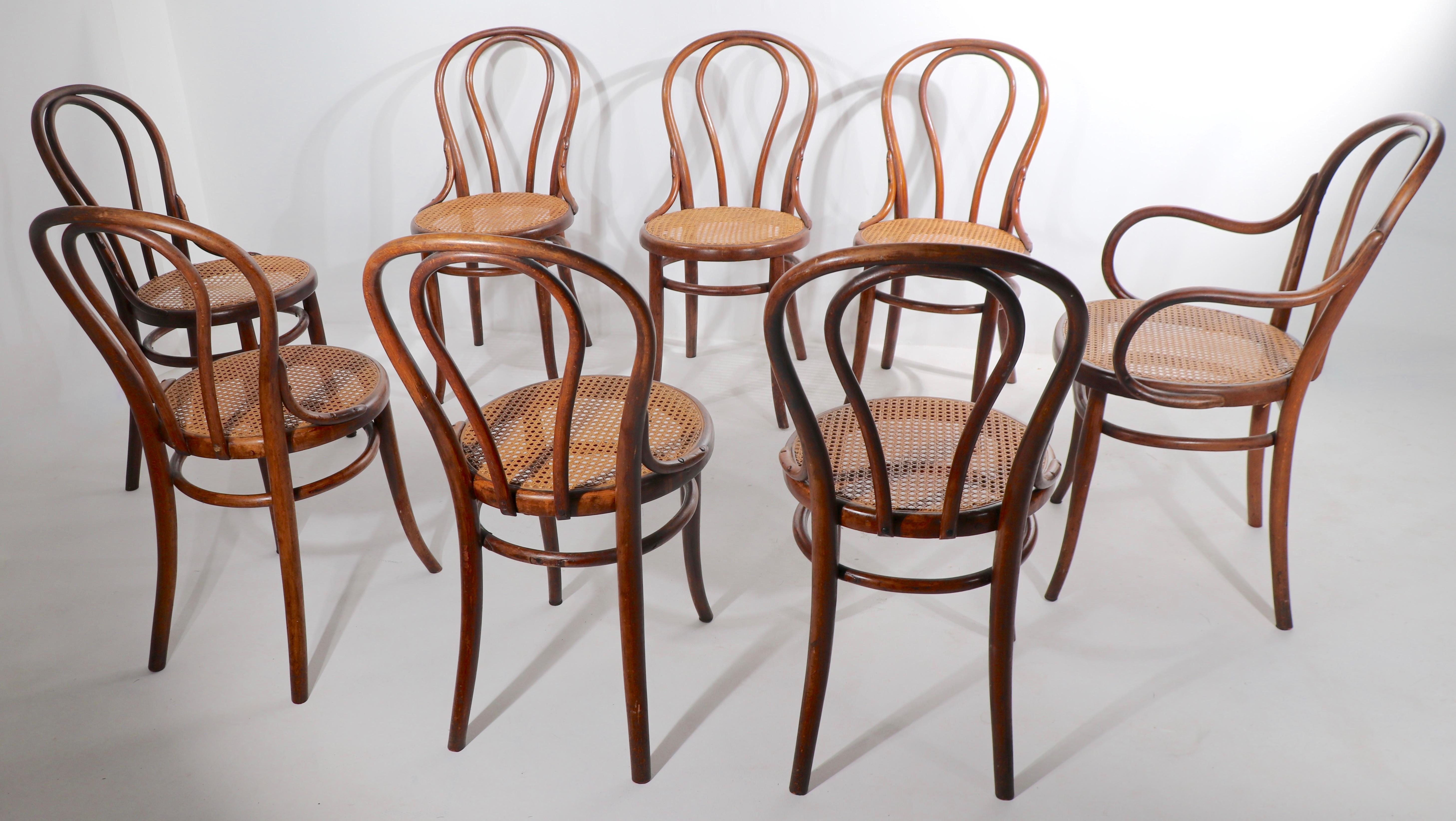 Vienna Secession Set of 8 Thonet Bentwood Dining Chairs ca. 1900- 1920's