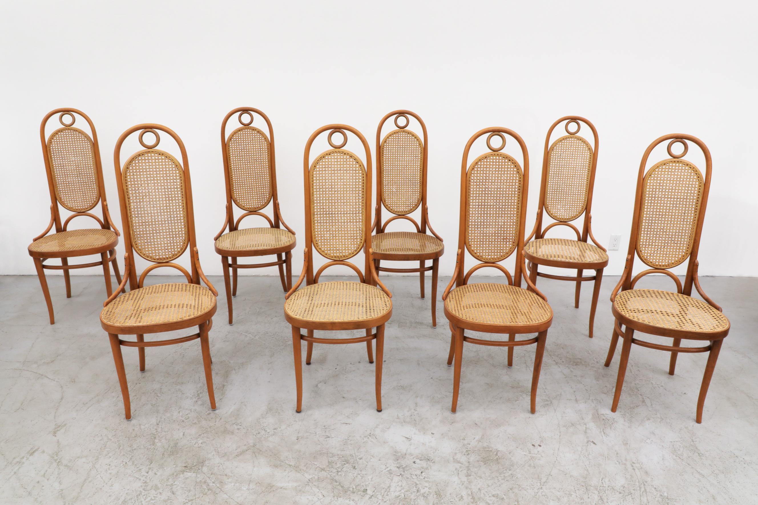 Cane Set of 8 Thonet N.17 High Back Bentwood Chairs