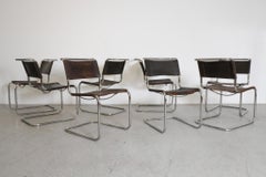 Satz von acht Thonet-S33-Stühlen aus Leder und Chrom von Mart Stam, 1970er Jahre