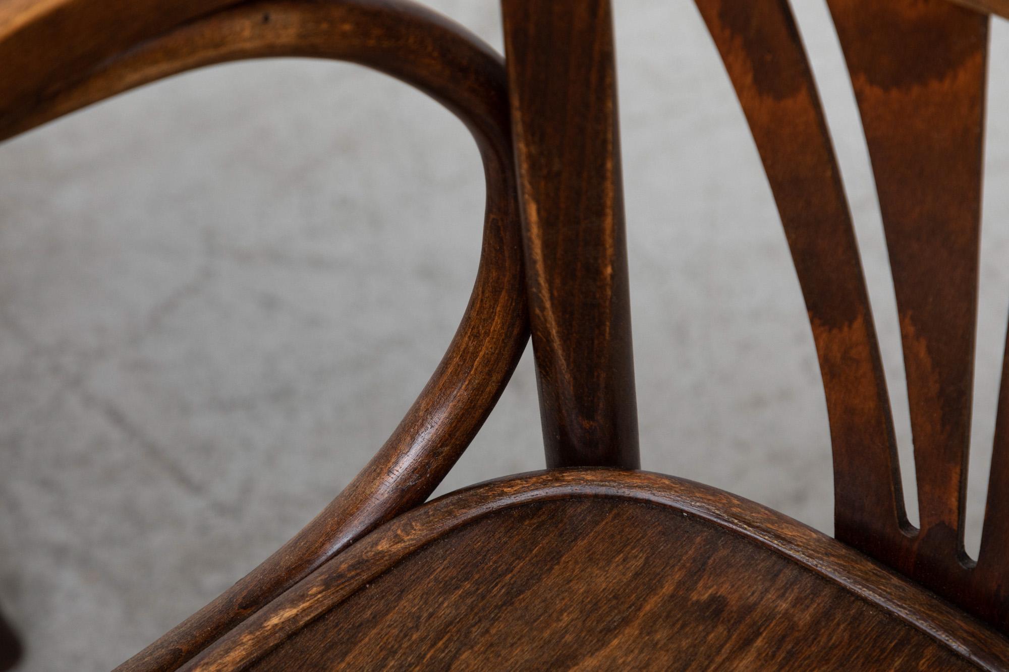 Set of 8 Thonet Style Bentwood Bistro Chairs by Drevounia, 1950's 2