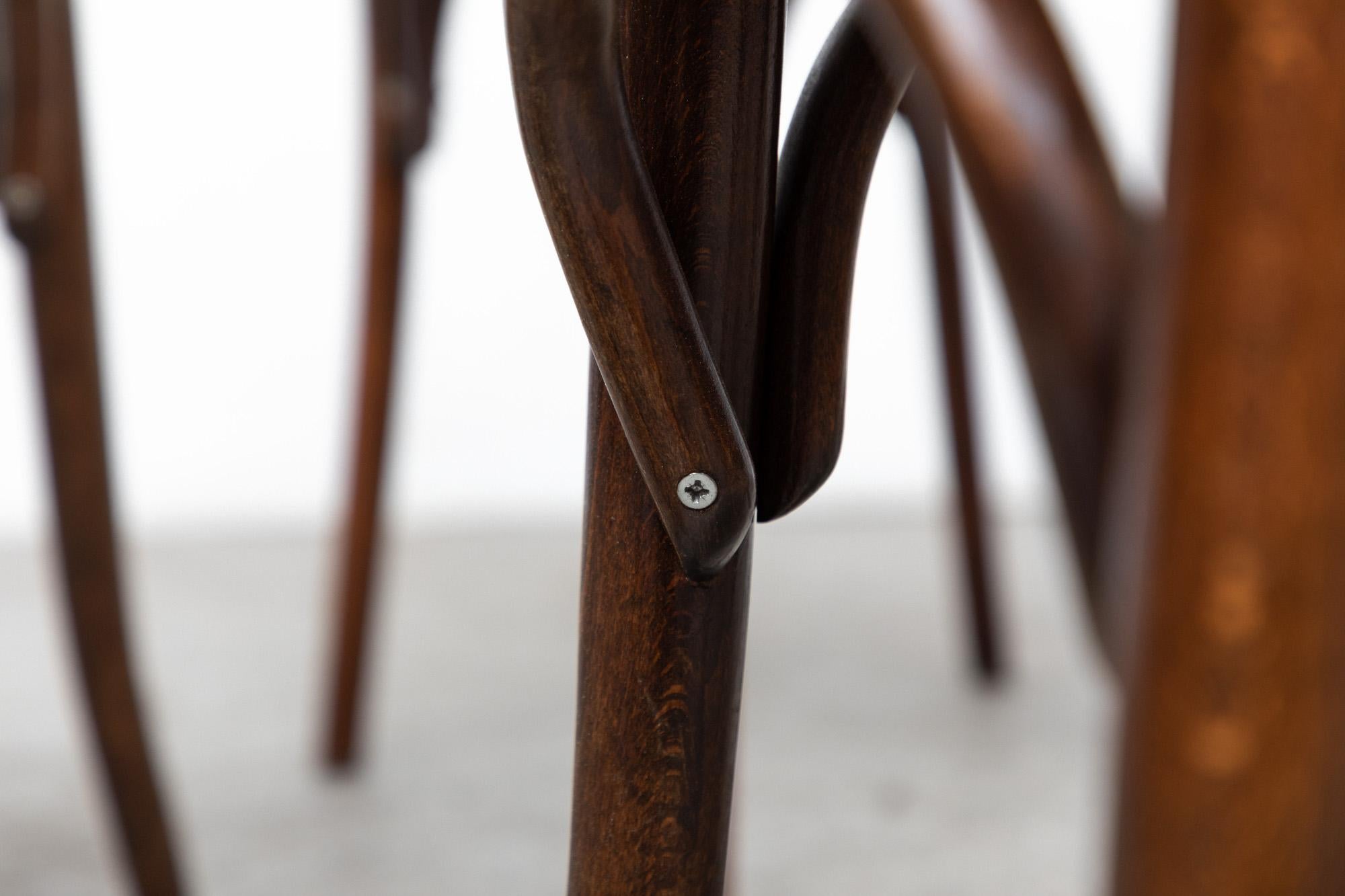 Set of 8 Thonet Style Bentwood Bistro Chairs by Drevounia, 1950's 7