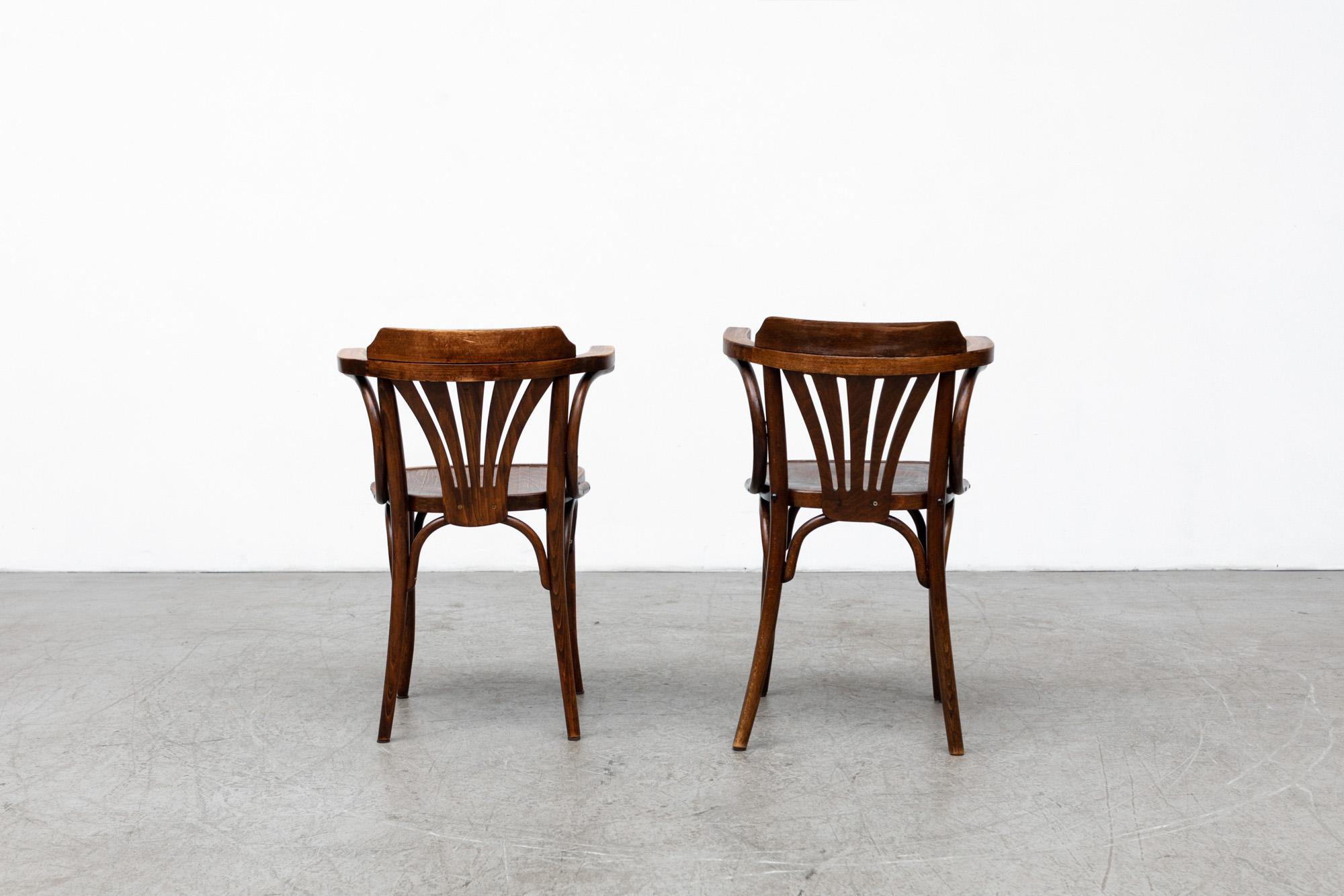 Czech Set of 8 Thonet Style Bentwood Bistro Chairs by Drevounia, 1950's