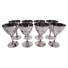 Set of 8 Tiffany American Art Deco Sterling Silver Cocktail Cups