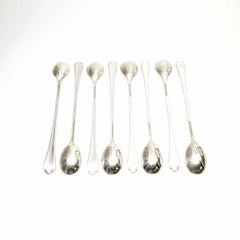 Set of 8 Tiffany & Co Flemish Sterling Silver Iced Tea Spoons