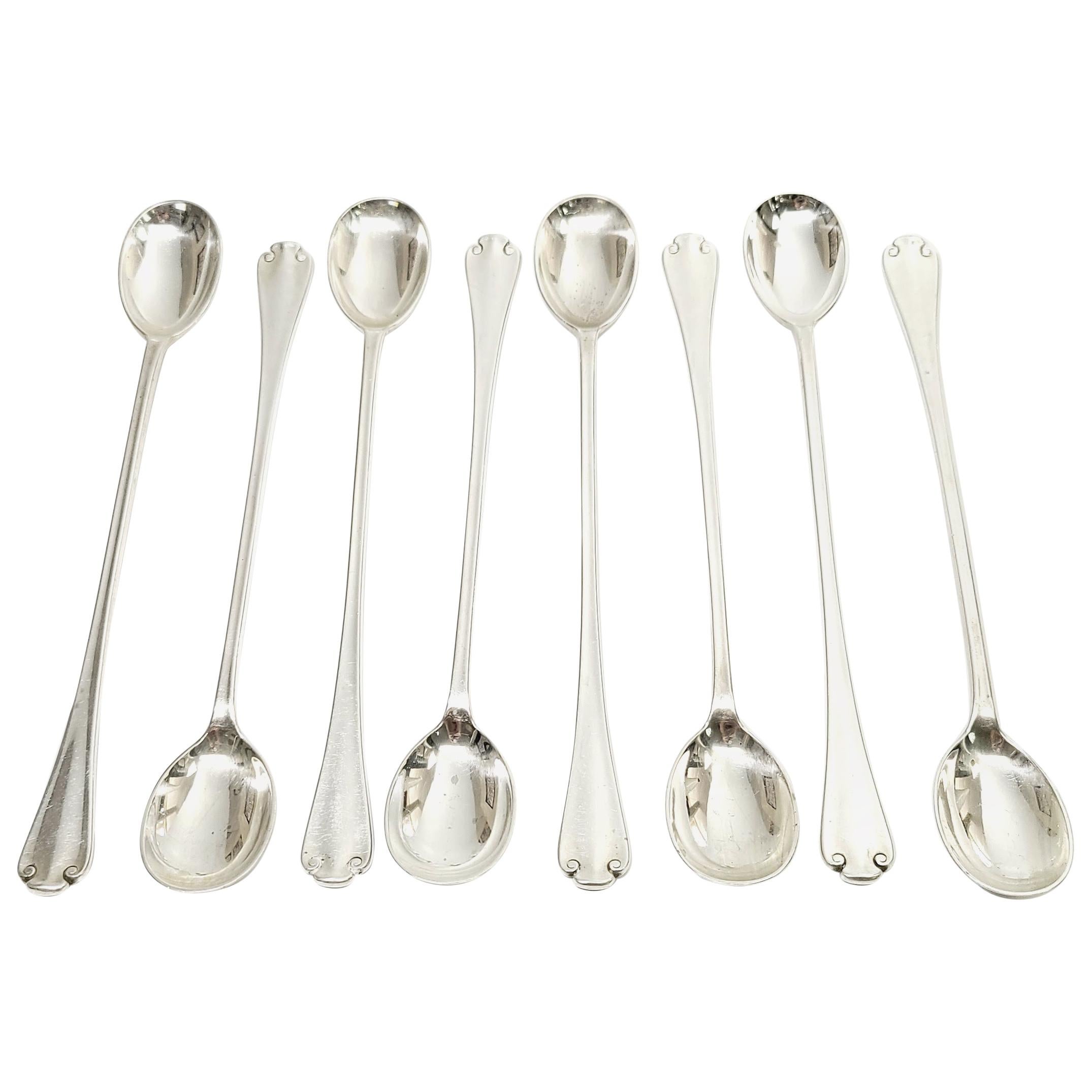 Set of 8 Tiffany 
Co Flemish Sterling Silver Iced Tea Spoons