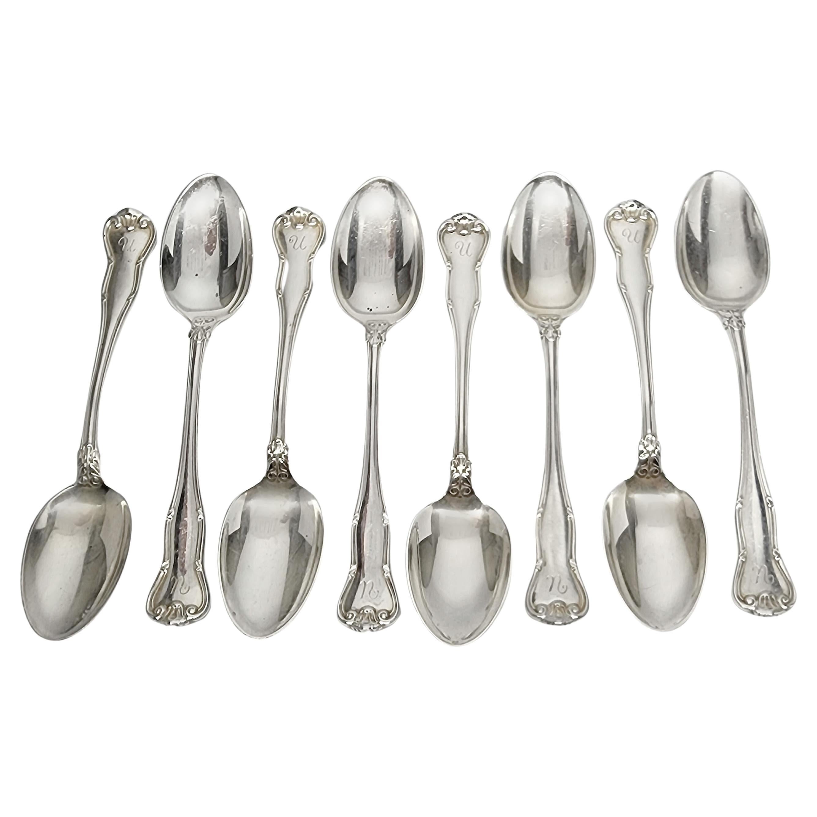 Set of 8 Tiffany & Co Provence Sterling Silver Teaspoons 6" w/mono #15390 For Sale