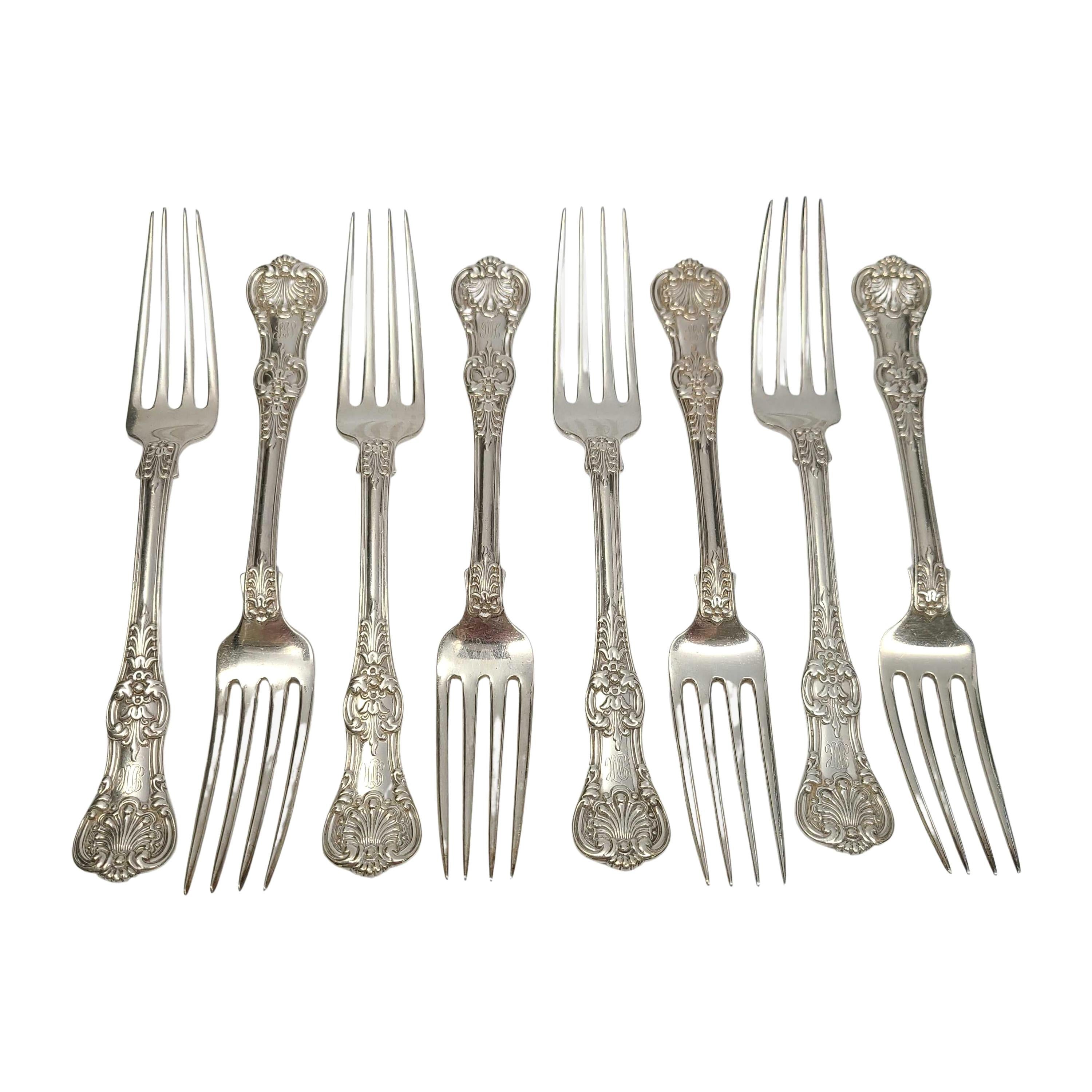Set of 8 Tiffany & Co Sterling Silver English King Forks with Monogram