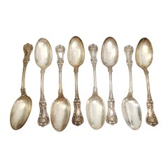 Antique Set of 8 Tiffany & Co Sterling Silver English King Serving Tablespoons