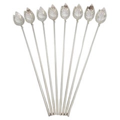 Set of 8 Tiffany & Co Sterling Silver Iced Tea/Mint Julep Straw Spoons #18799